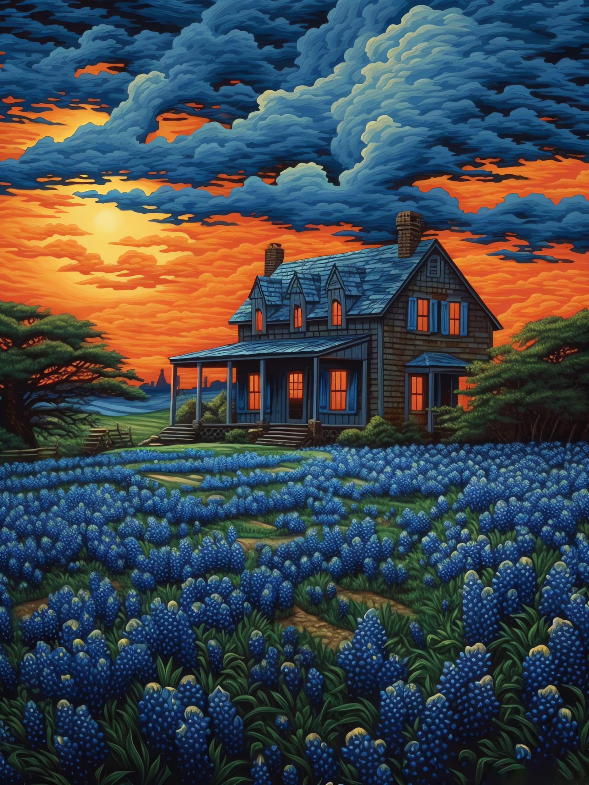 Bluebonnet Homestead - Pro phone wallpaper
