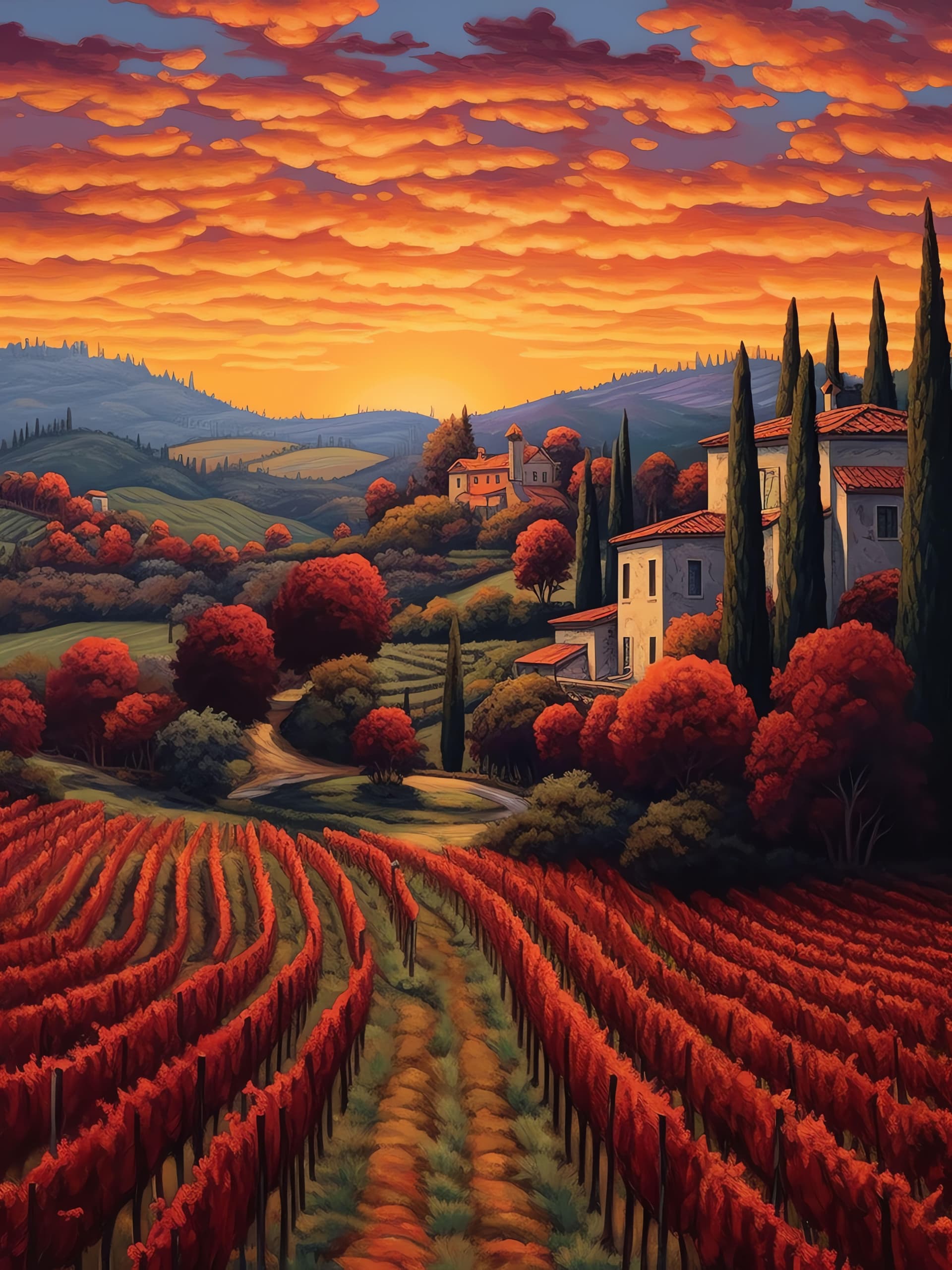 Autumn Vineyard Vista - Pro phone wallpaper