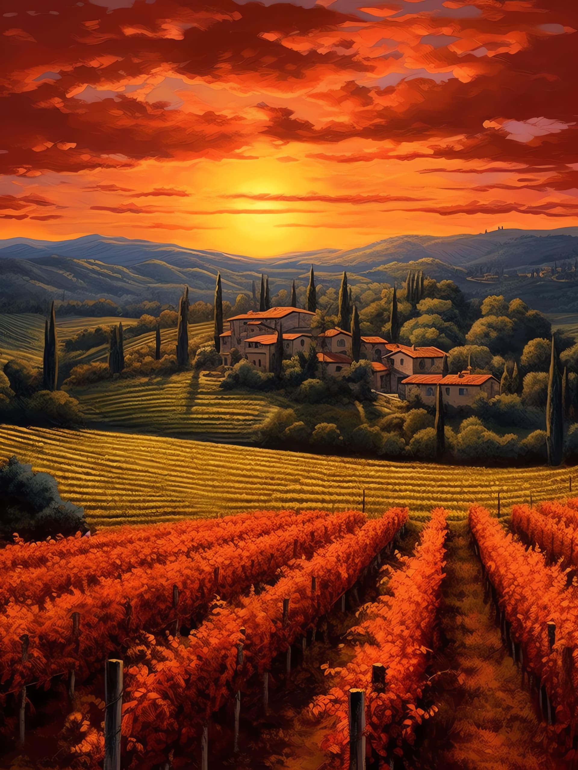 Tuscan Sunset Vista - Pro phone wallpaper