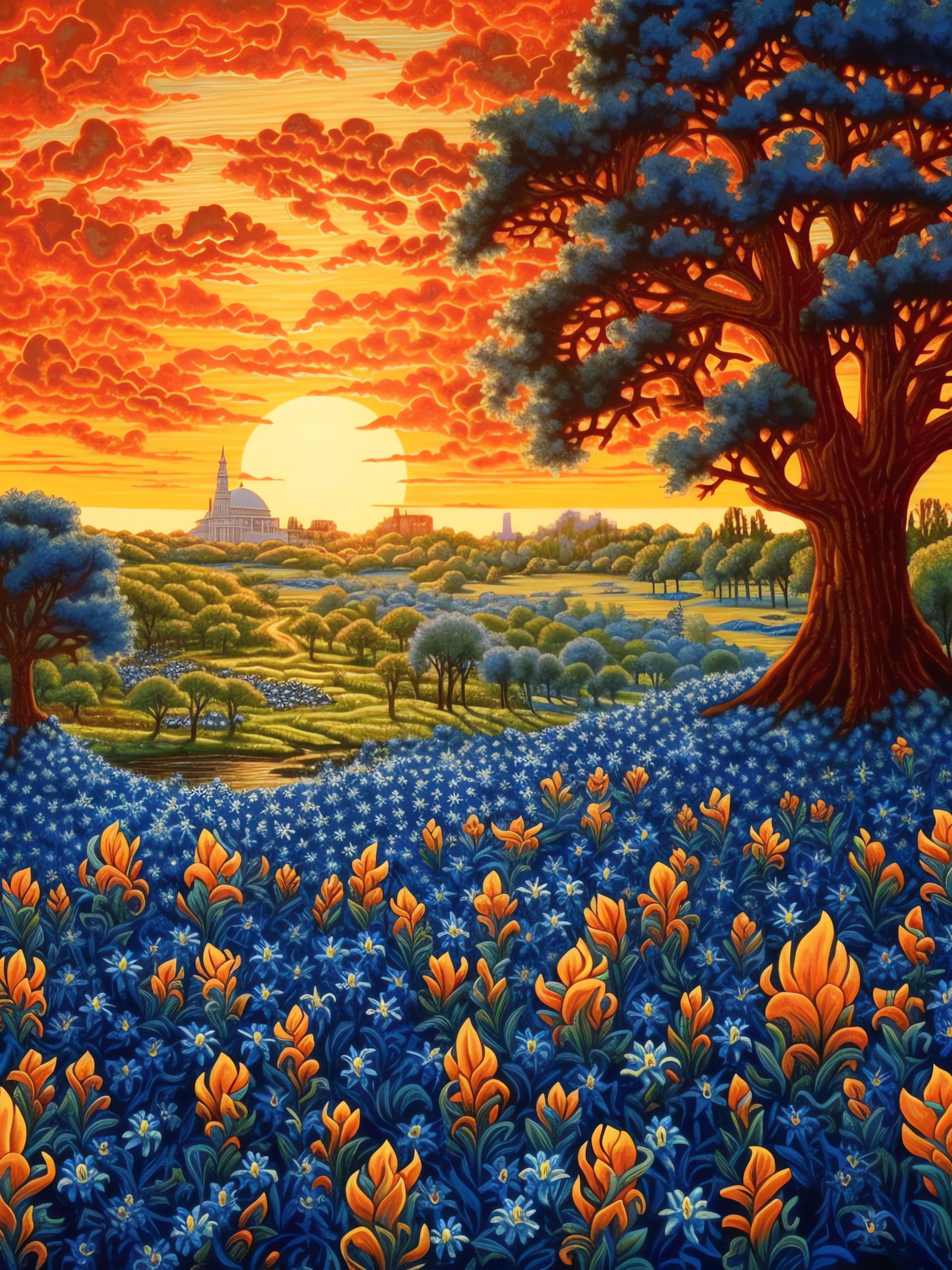 Floral Sunset Vista - Pro phone wallpaper