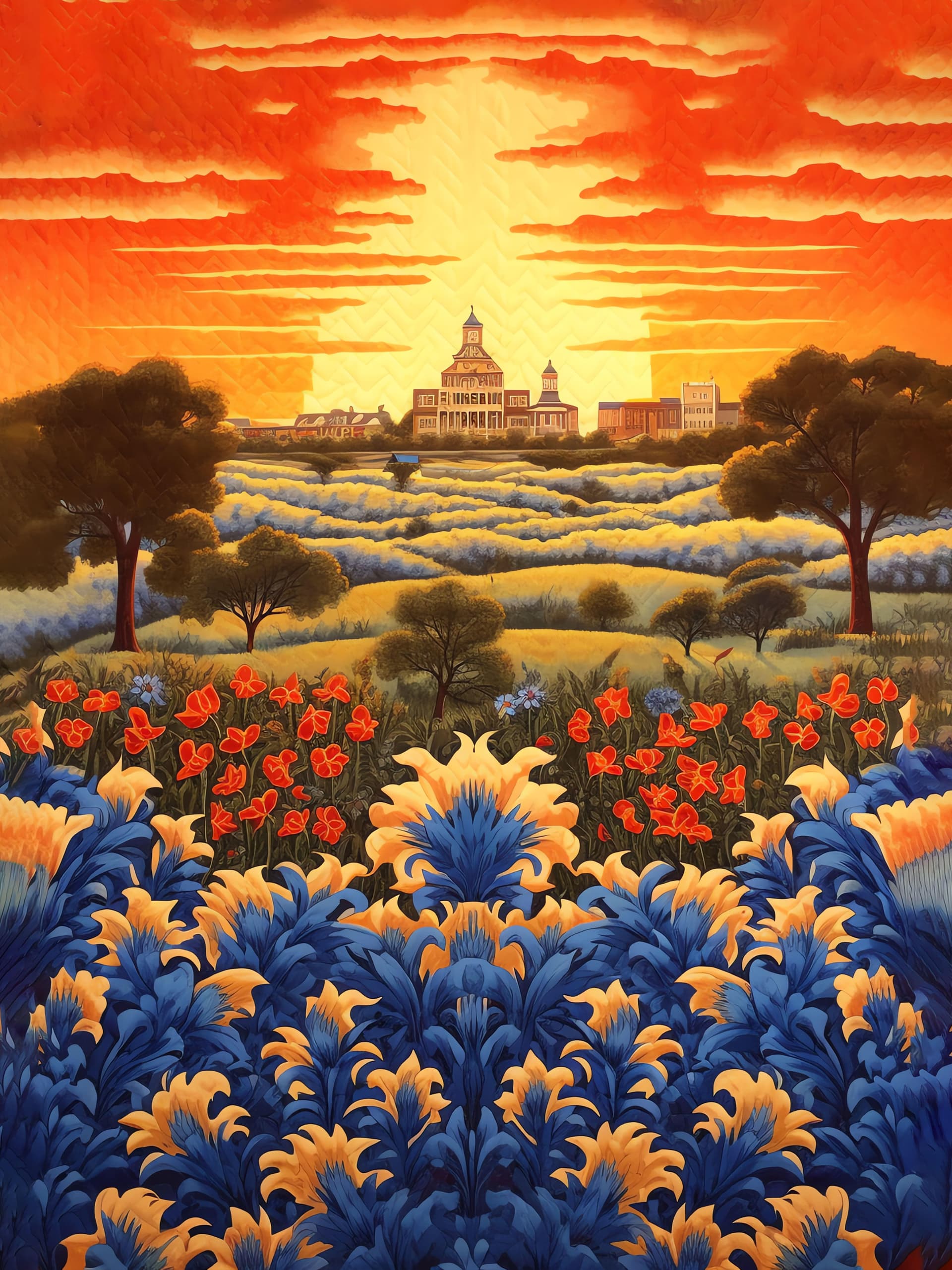 Sunset Field Bloom - Pro phone wallpaper