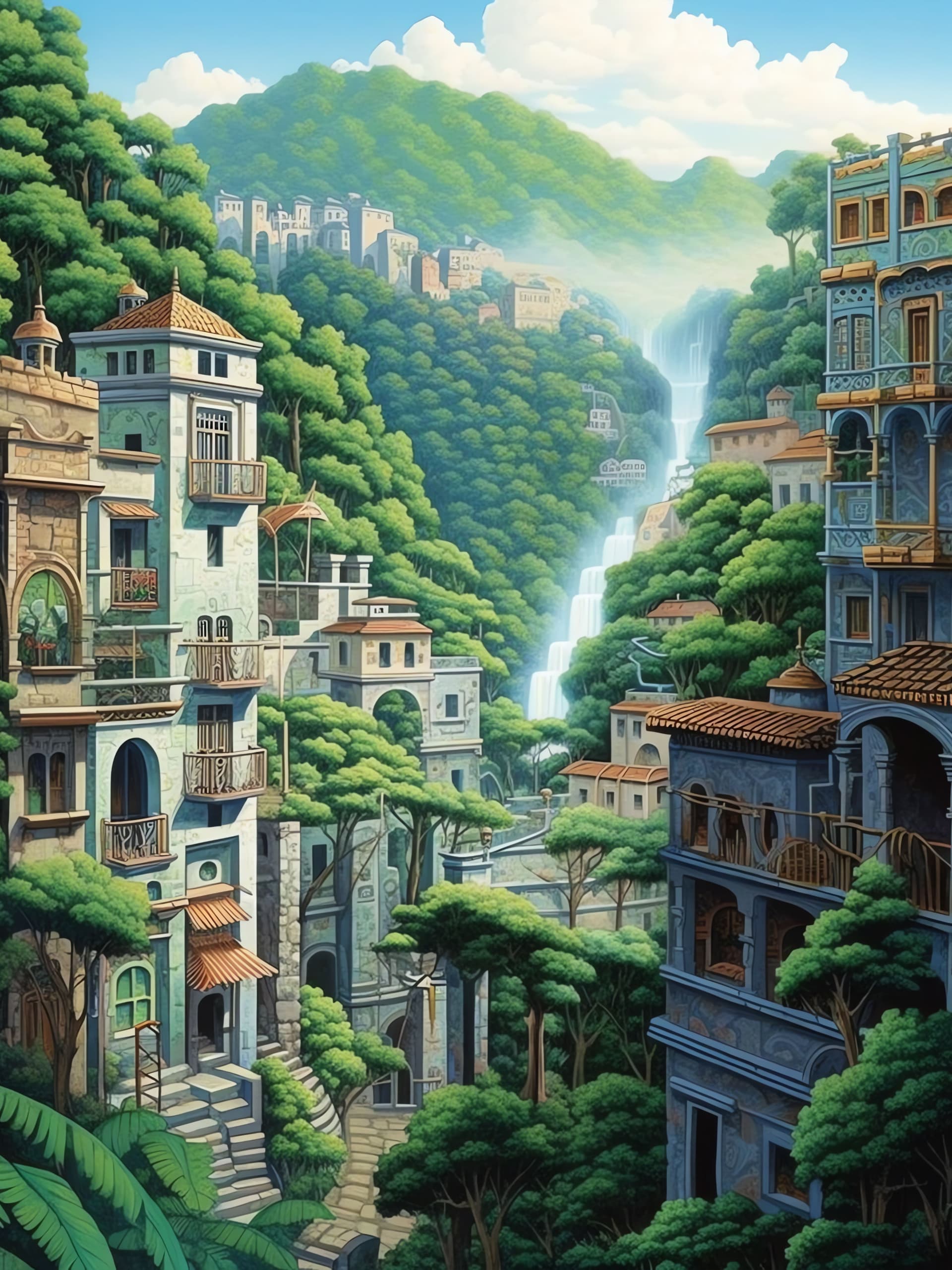 Lush Townscape Vista - Pro phone wallpaper