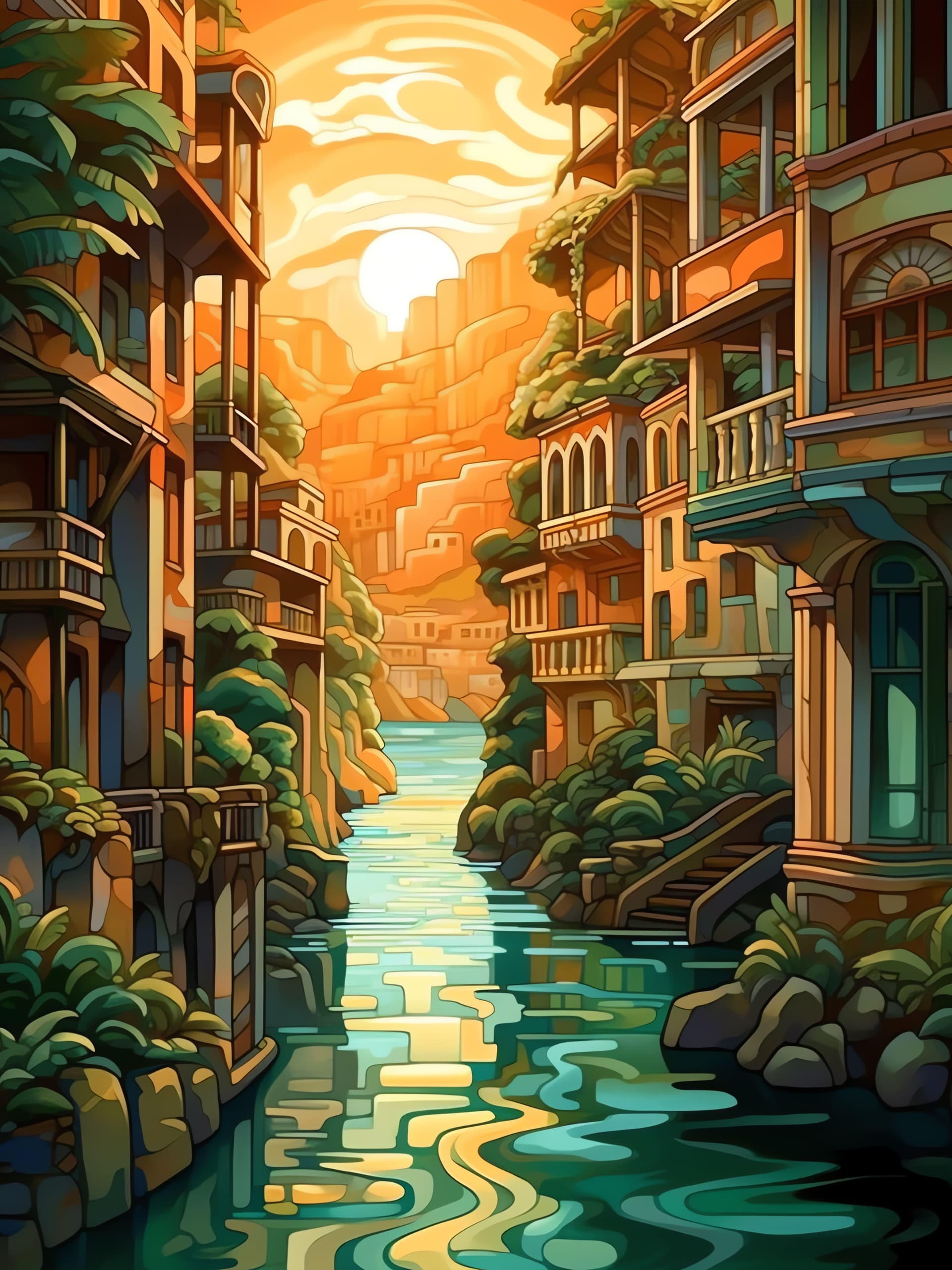 Coastal Italian Village - Pro phone wallpaper