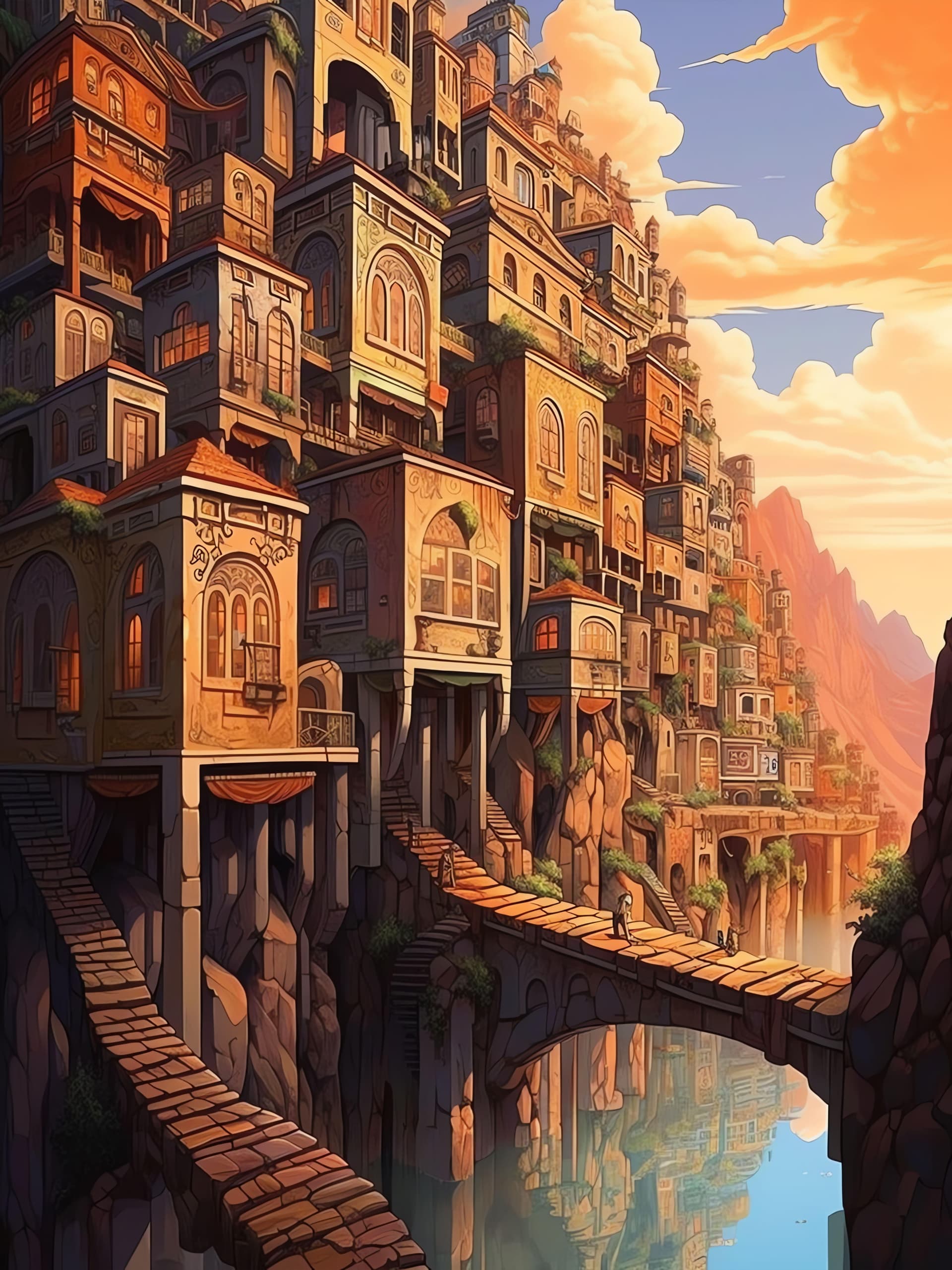 Cliffside Village View - Pro phone wallpaper
