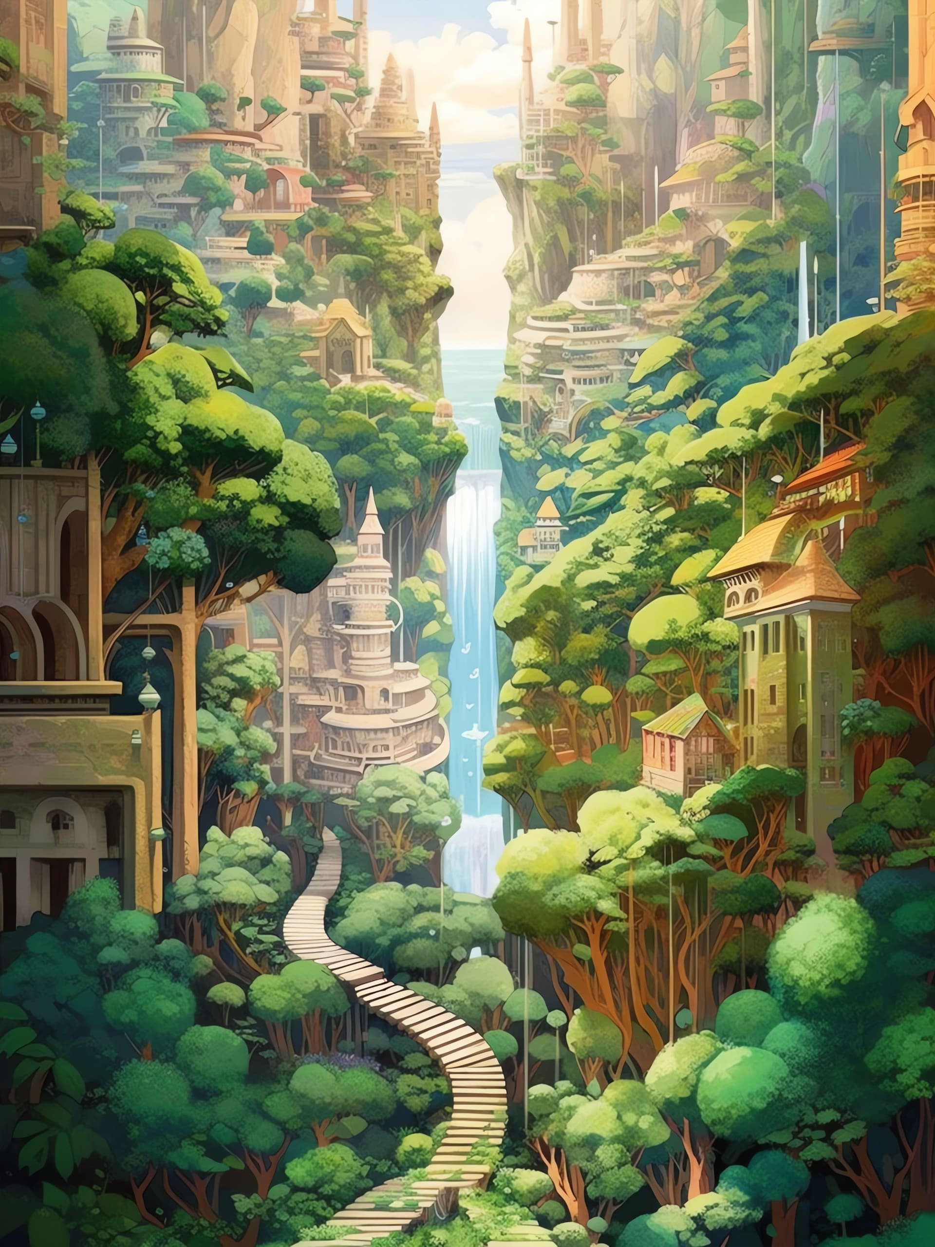 Verdant Cityscape Vista - Pro phone wallpaper