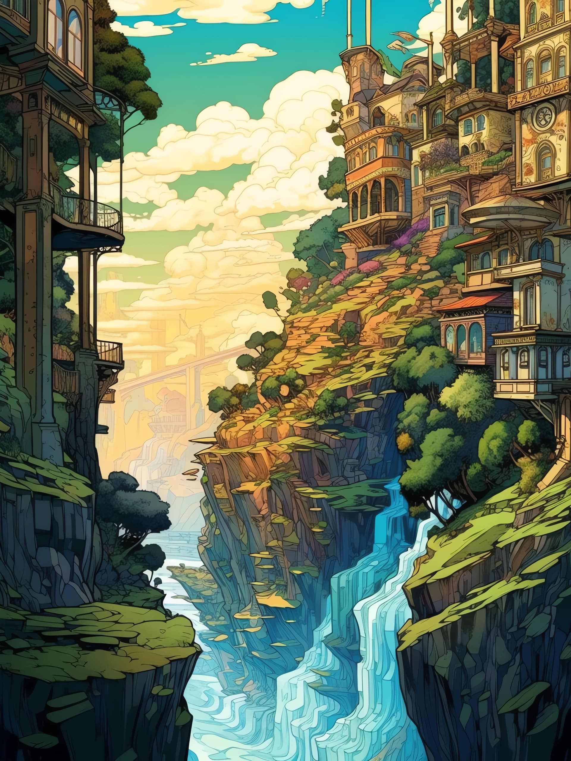 Cliffside Village View - Pro phone wallpaper