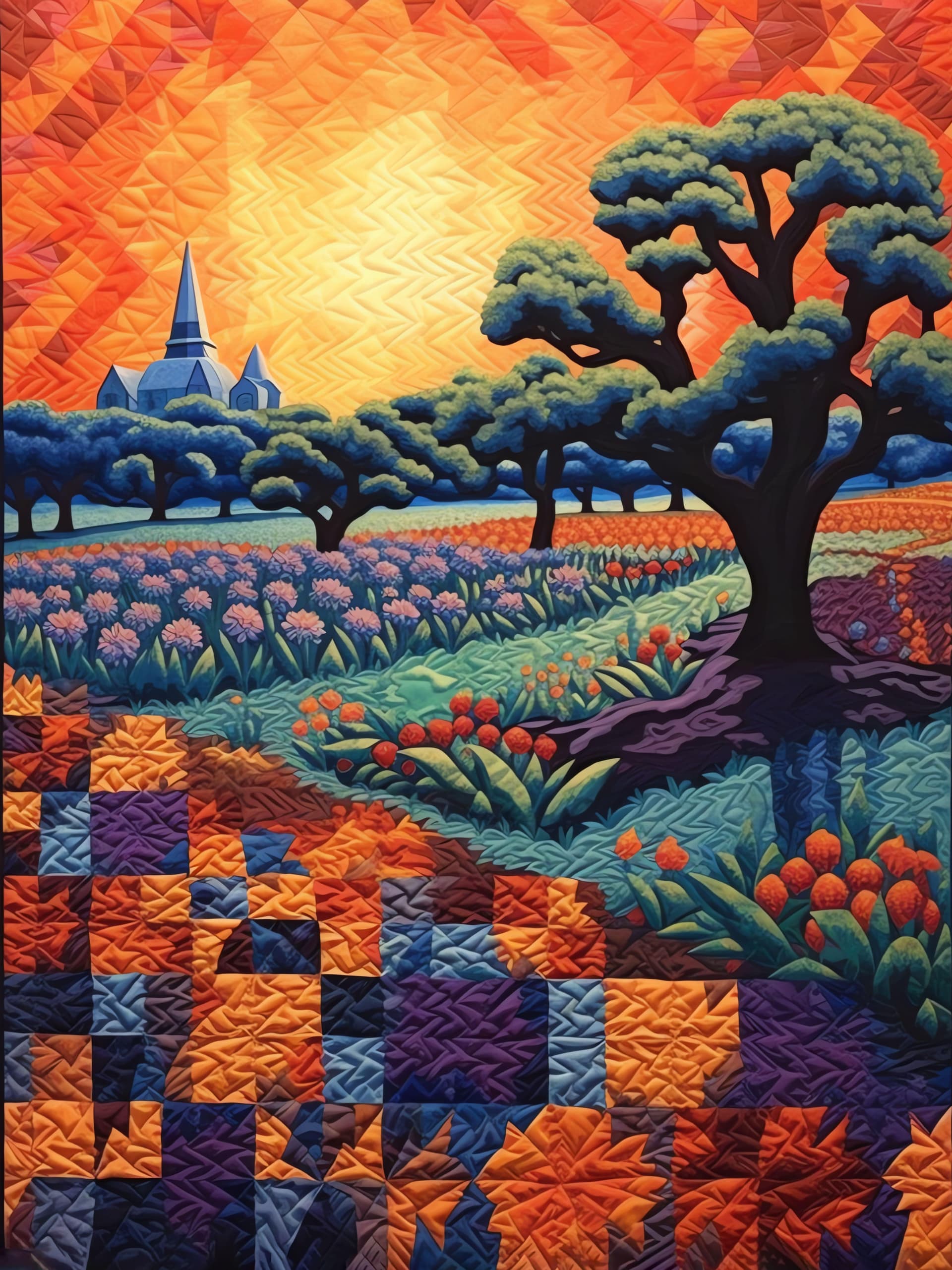 Patchwork Landscape Art - Pro phone wallpaper