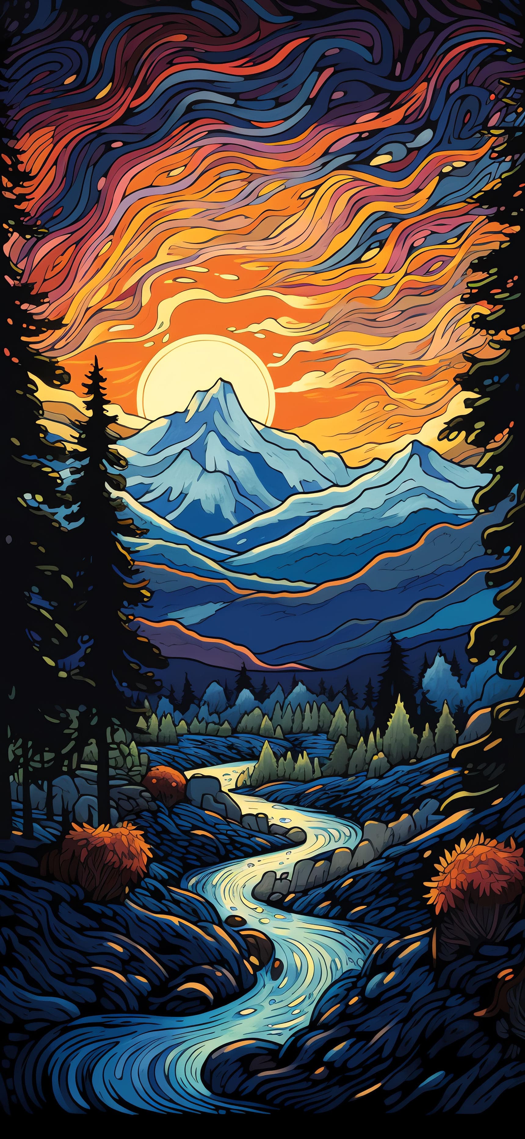 Mountain River Valley - Pro phone wallpaper