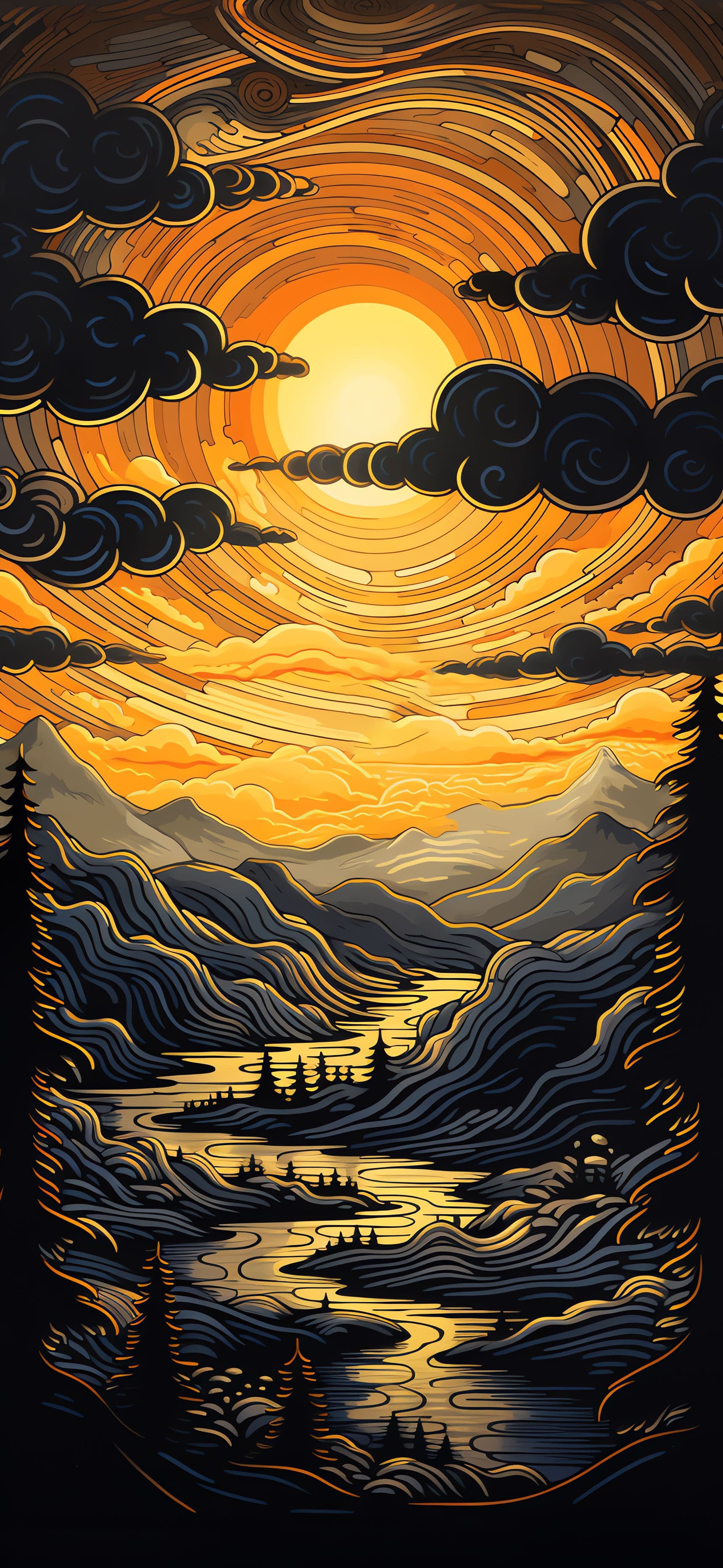 Golden Valley Sunset - Pro phone wallpaper