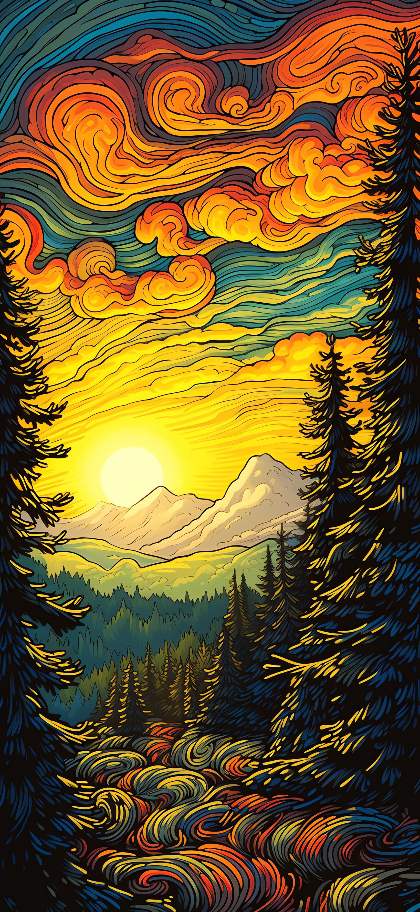 Forest Sunset View - Pro phone wallpaper