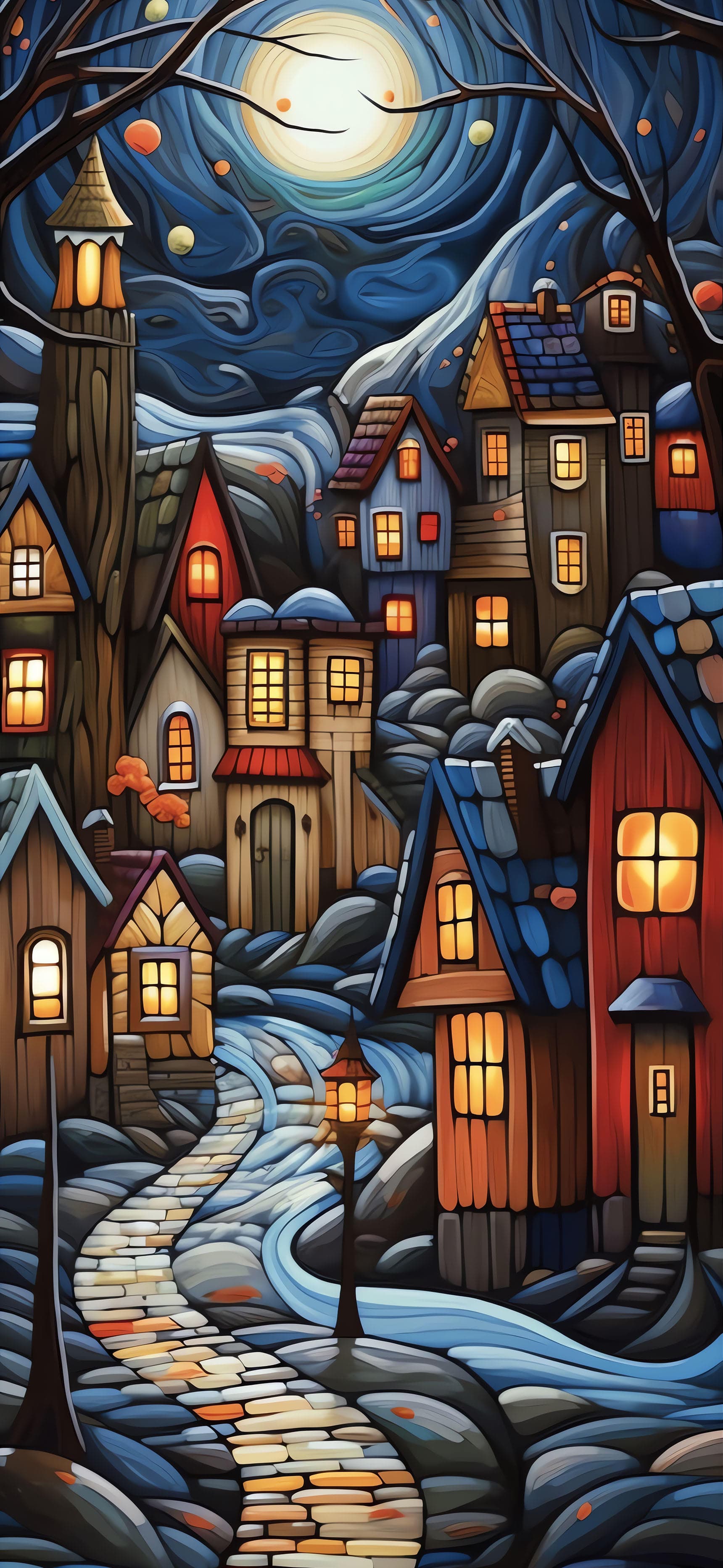 Spooky Town Night - Pro phone wallpaper