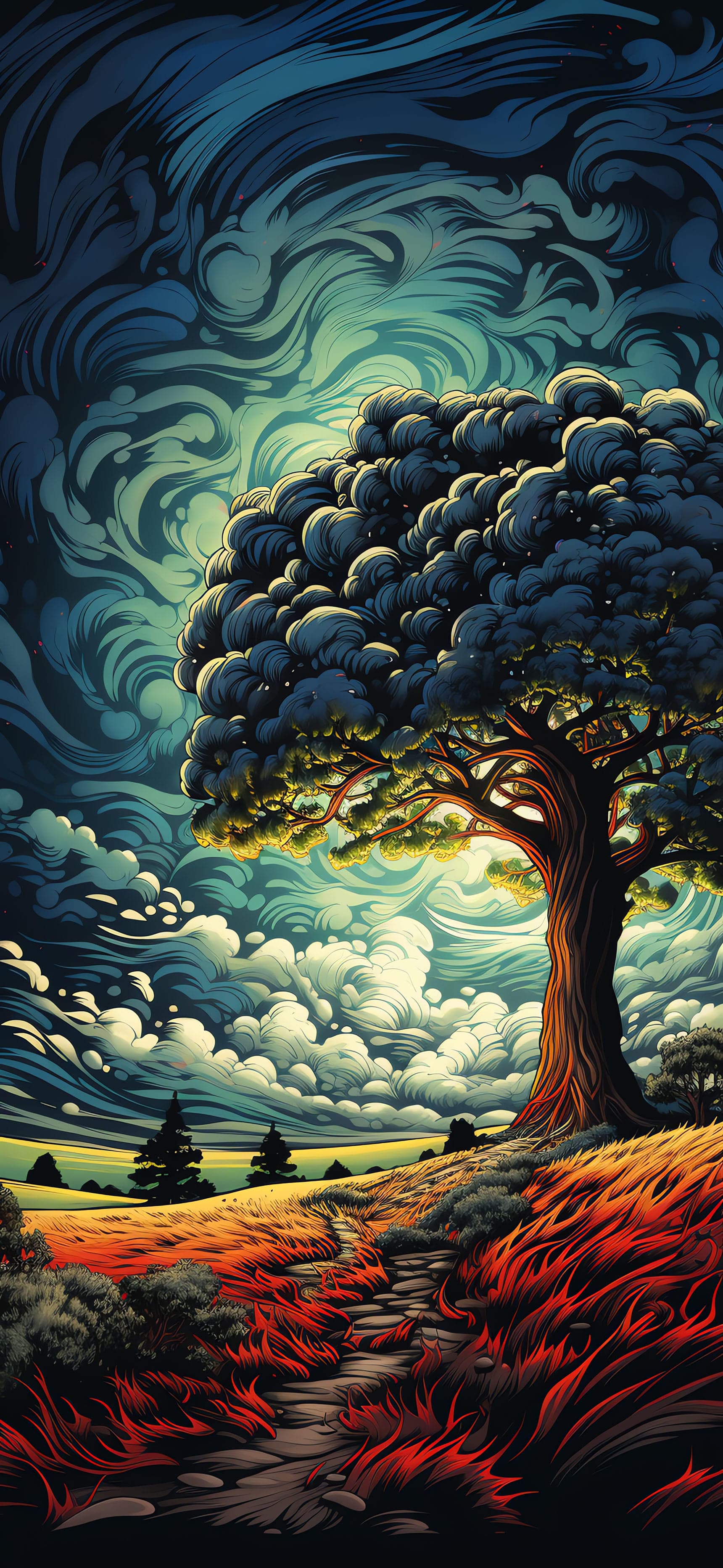 Ethereal Tree Scene - Pro phone wallpaper