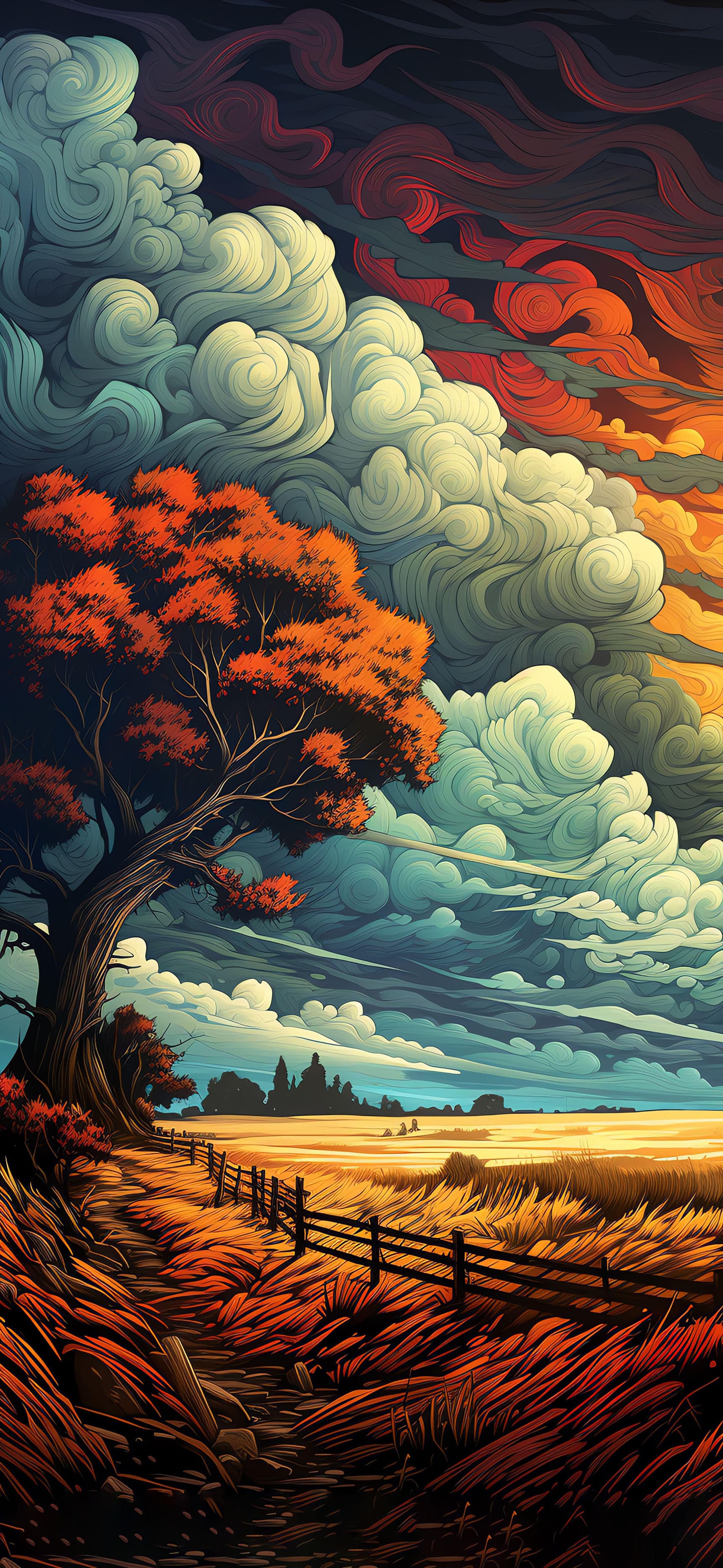 Autumnal Sky Vista - Pro phone wallpaper