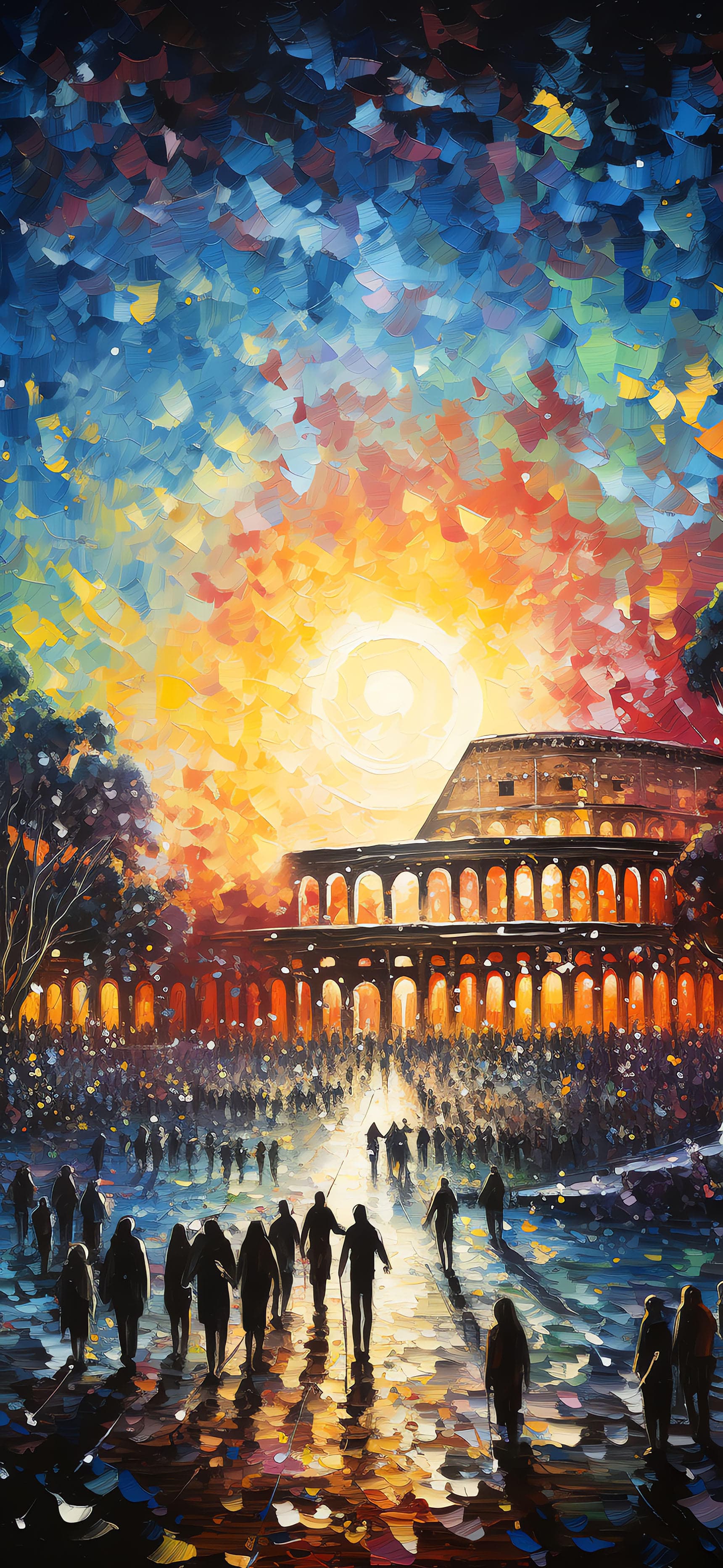 Colosseum Sunset Crowd - Pro phone wallpaper