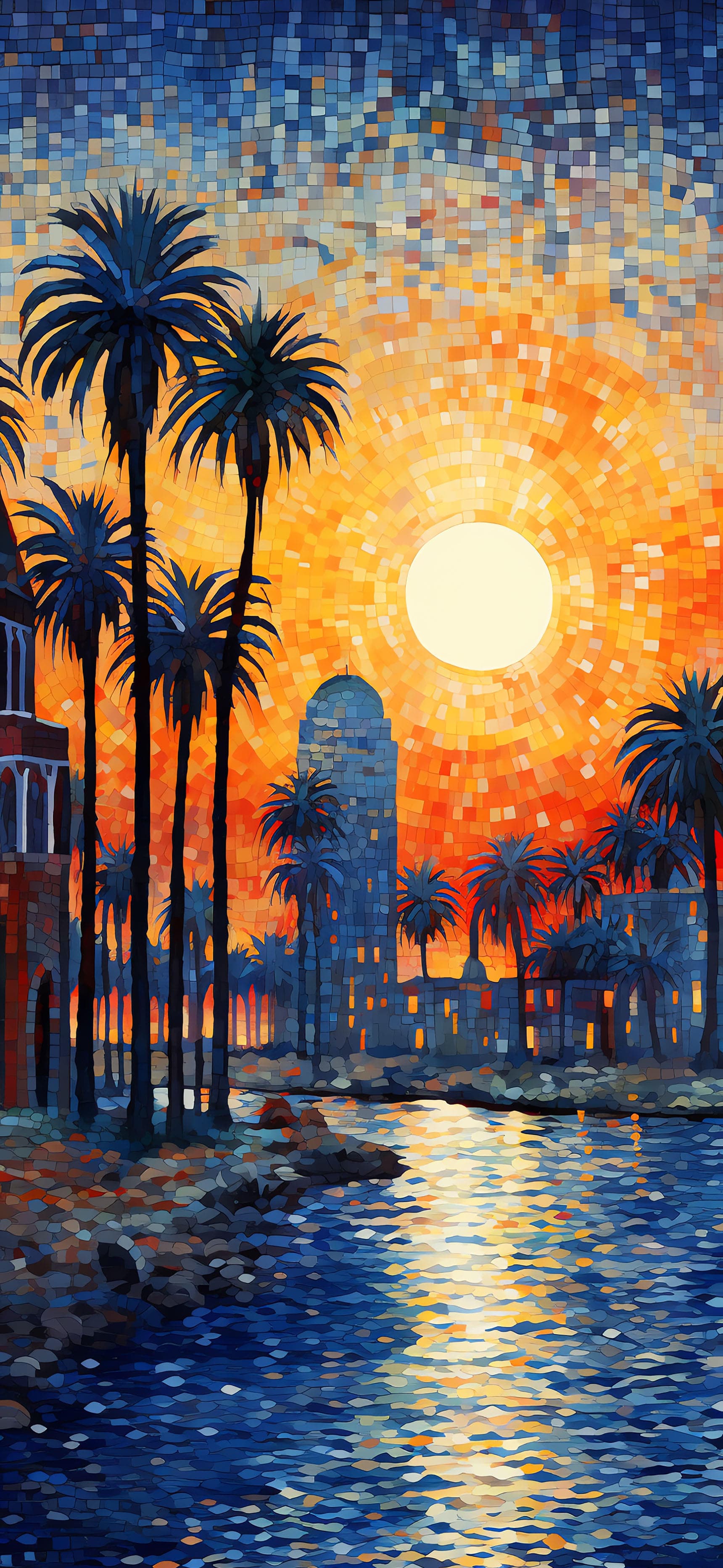 Mosaic Sunset - Pro phone wallpaper