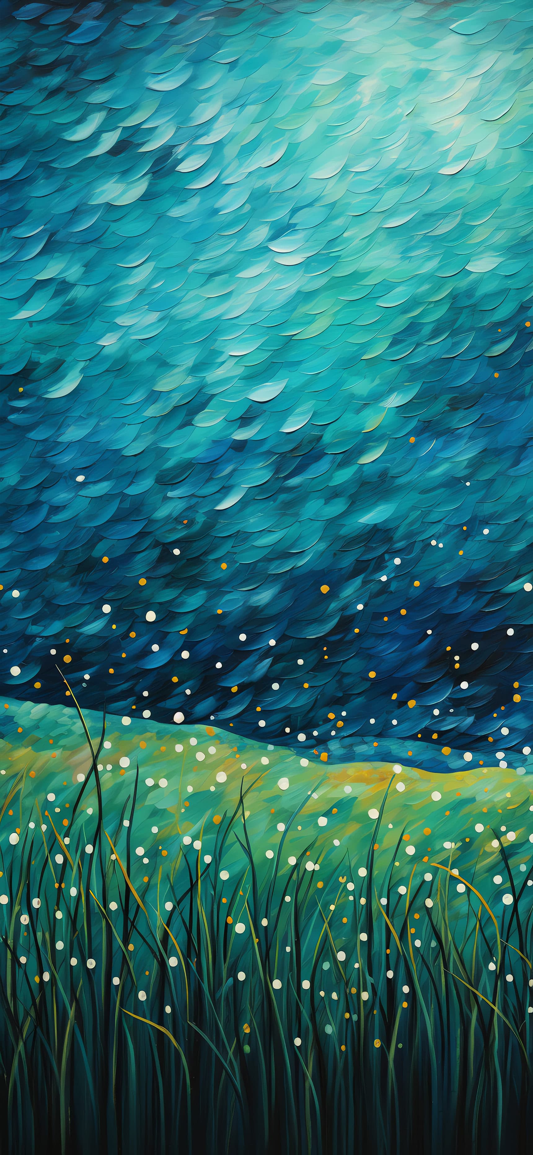 Abstract Teal Meadow - Pro phone wallpaper