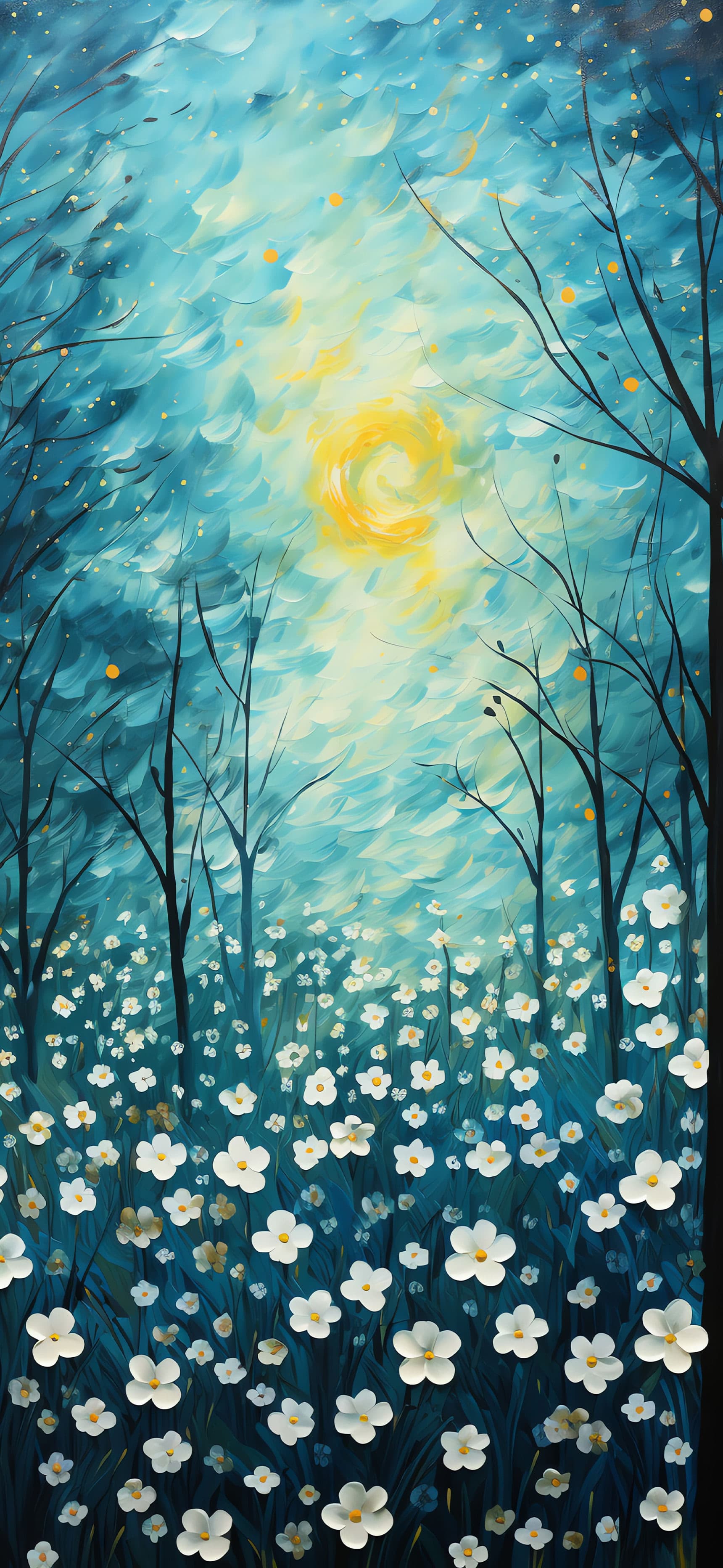 Floral Night Painting - Pro phone wallpaper