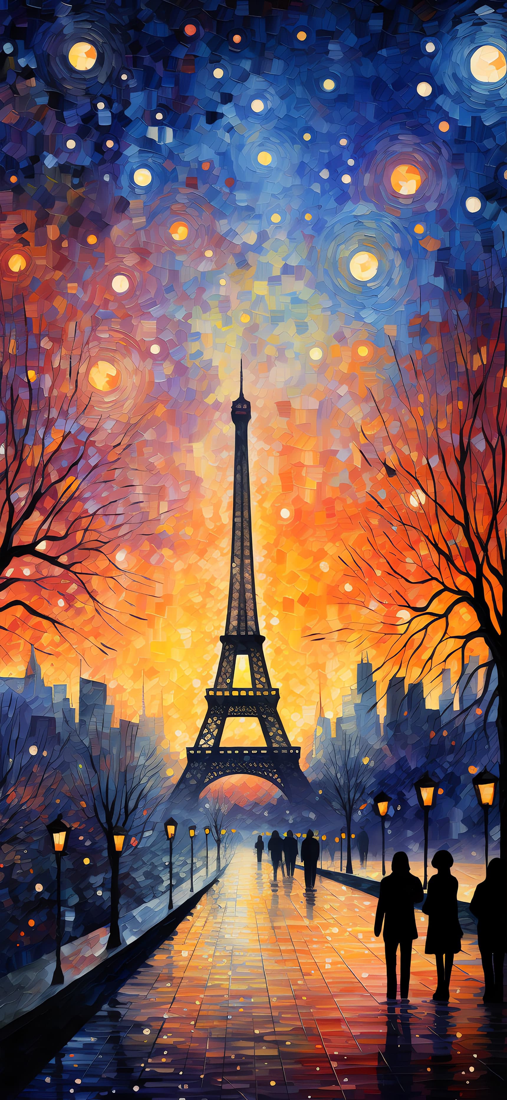 Parisian Night Scene - Pro phone wallpaper