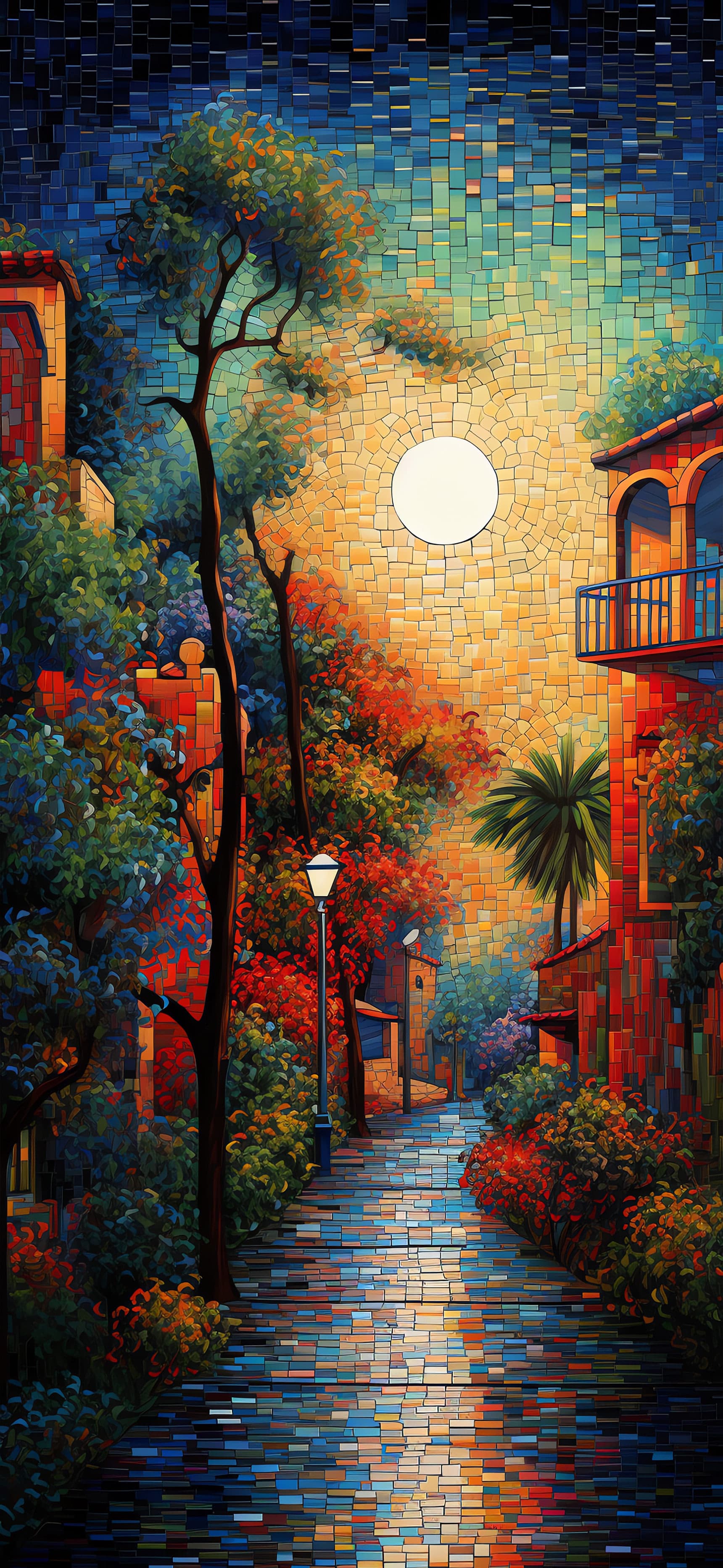 Mediterranean Village Mosaic - Pro phone wallpaper