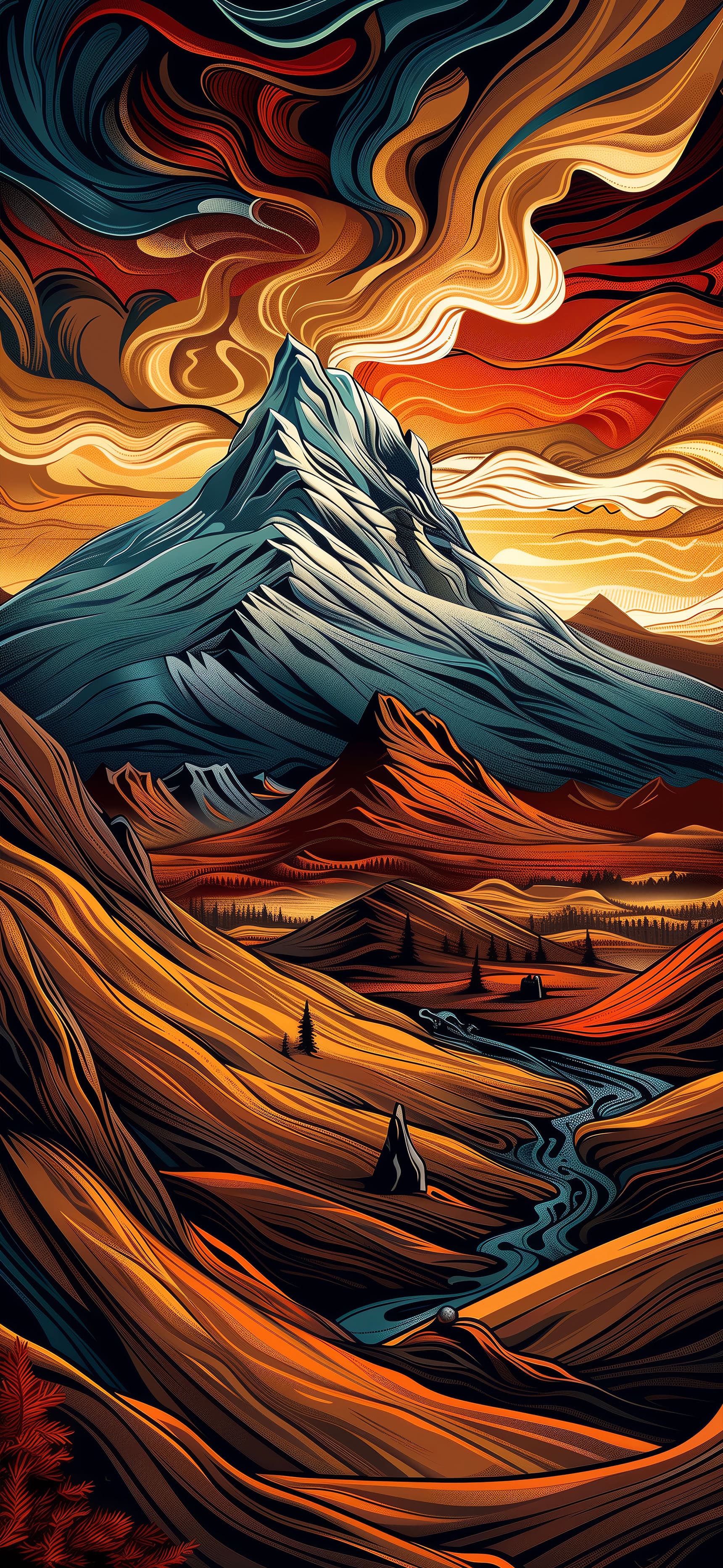Mountain River Art - Pro phone wallpaper