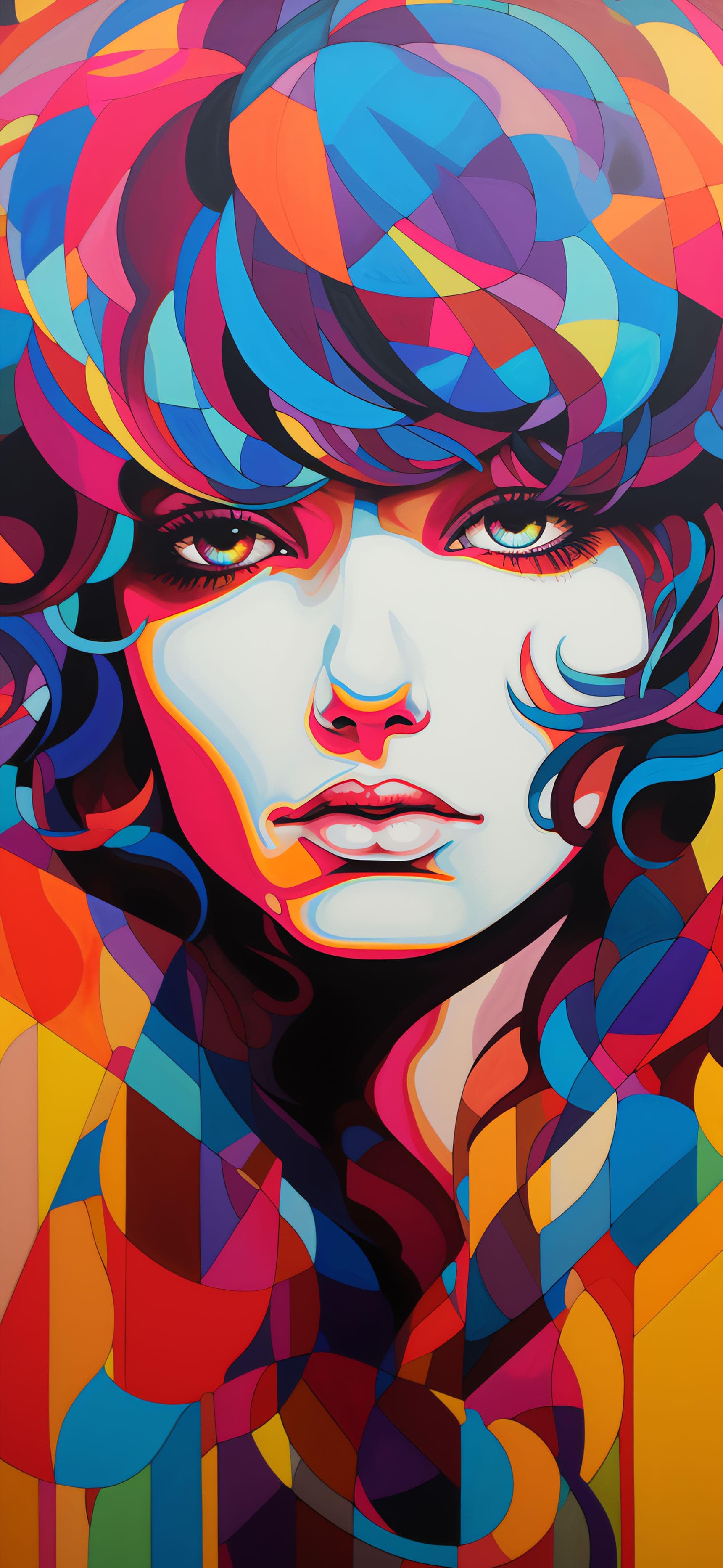 Colorful Face Portrait - Pro phone wallpaper