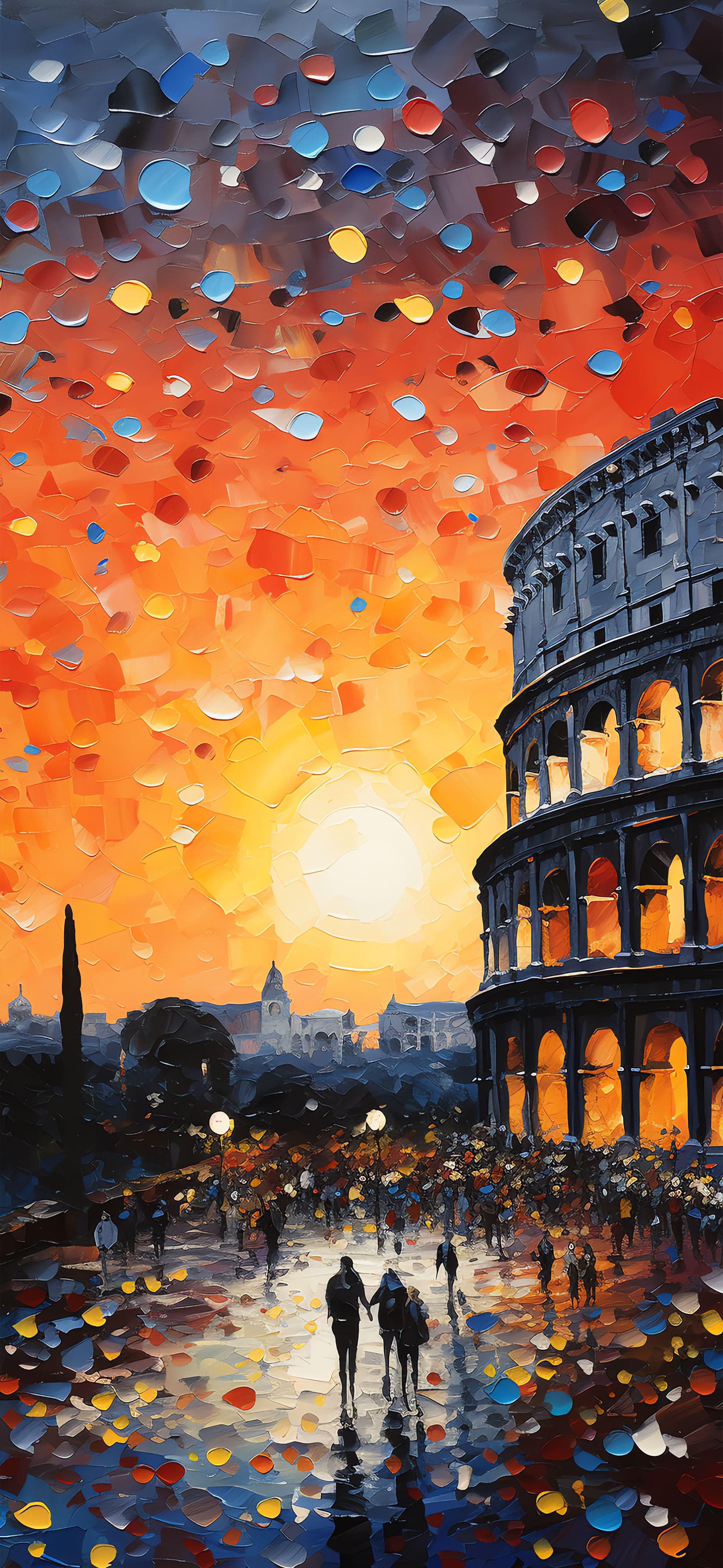 Colosseum Sunset Painting - Pro phone wallpaper