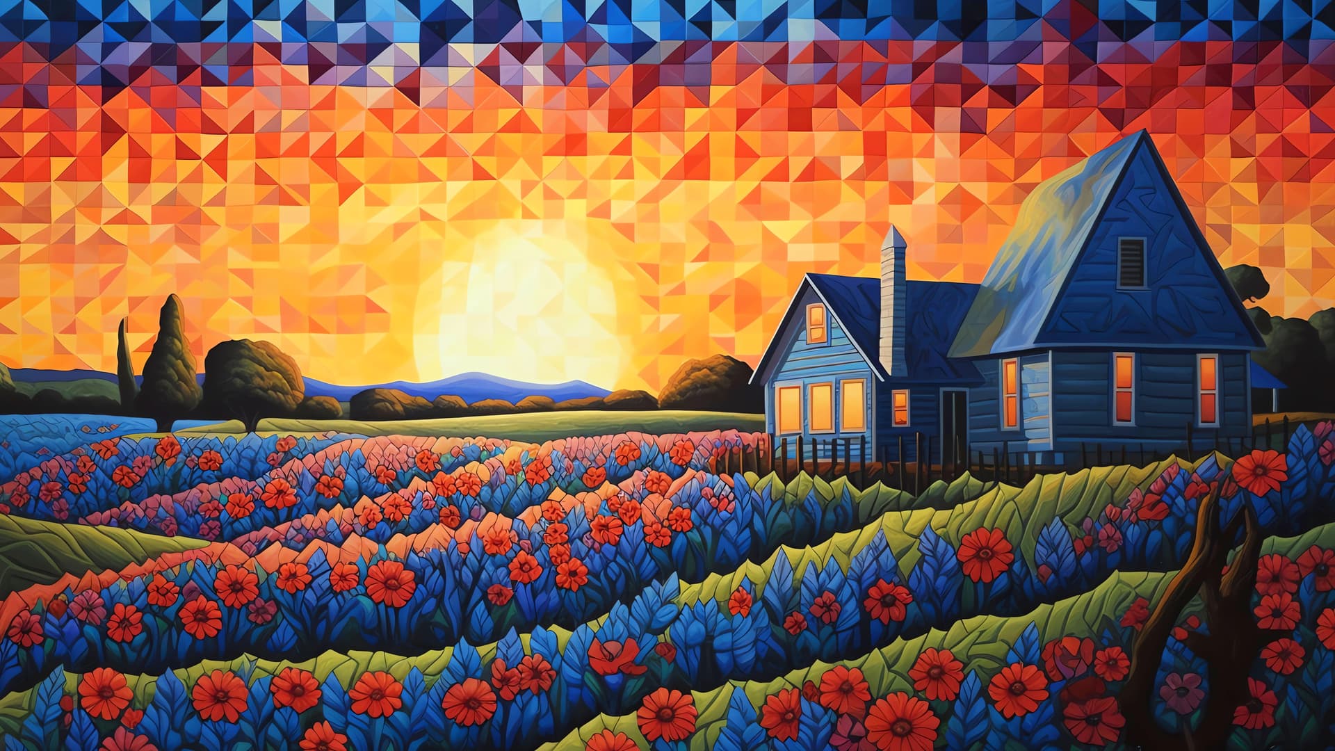 Blue House at Sunset 2 - Pro desktop wallpaper