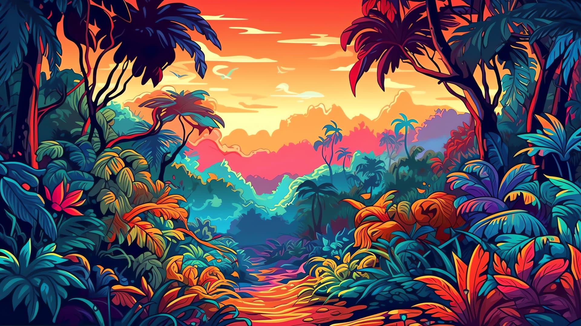 Vibrant Jungle Path - Pro desktop wallpaper