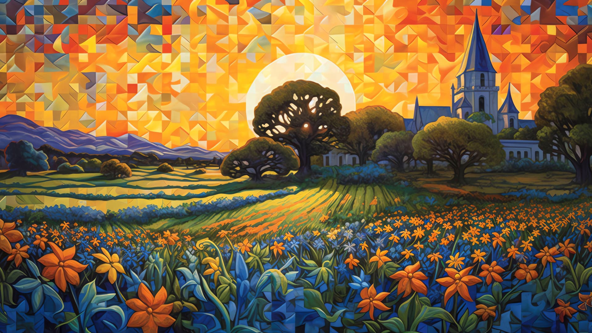 Colorful Sunrise Church - Pro desktop wallpaper