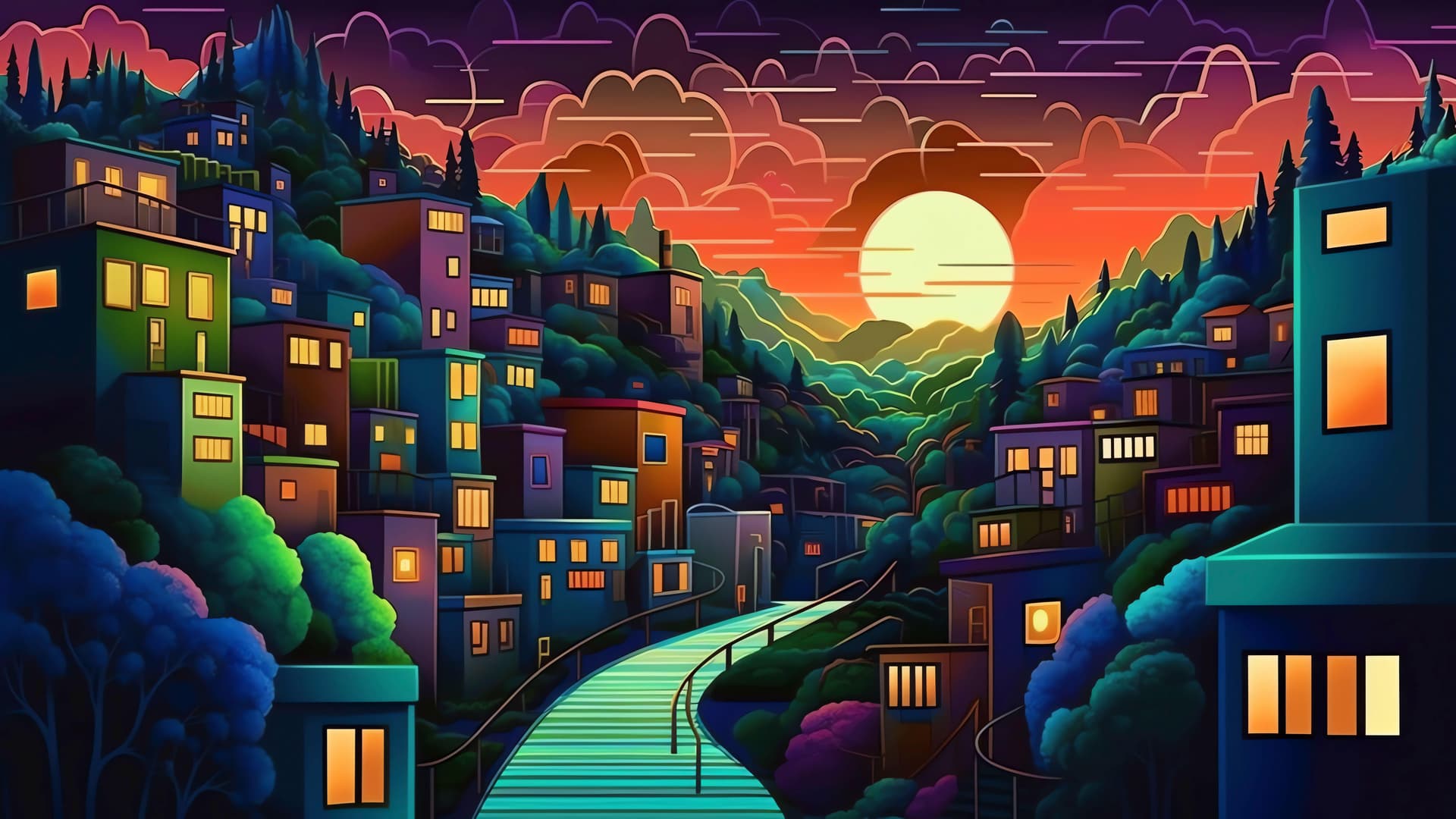 Colorful Cityscape - Pro desktop wallpaper