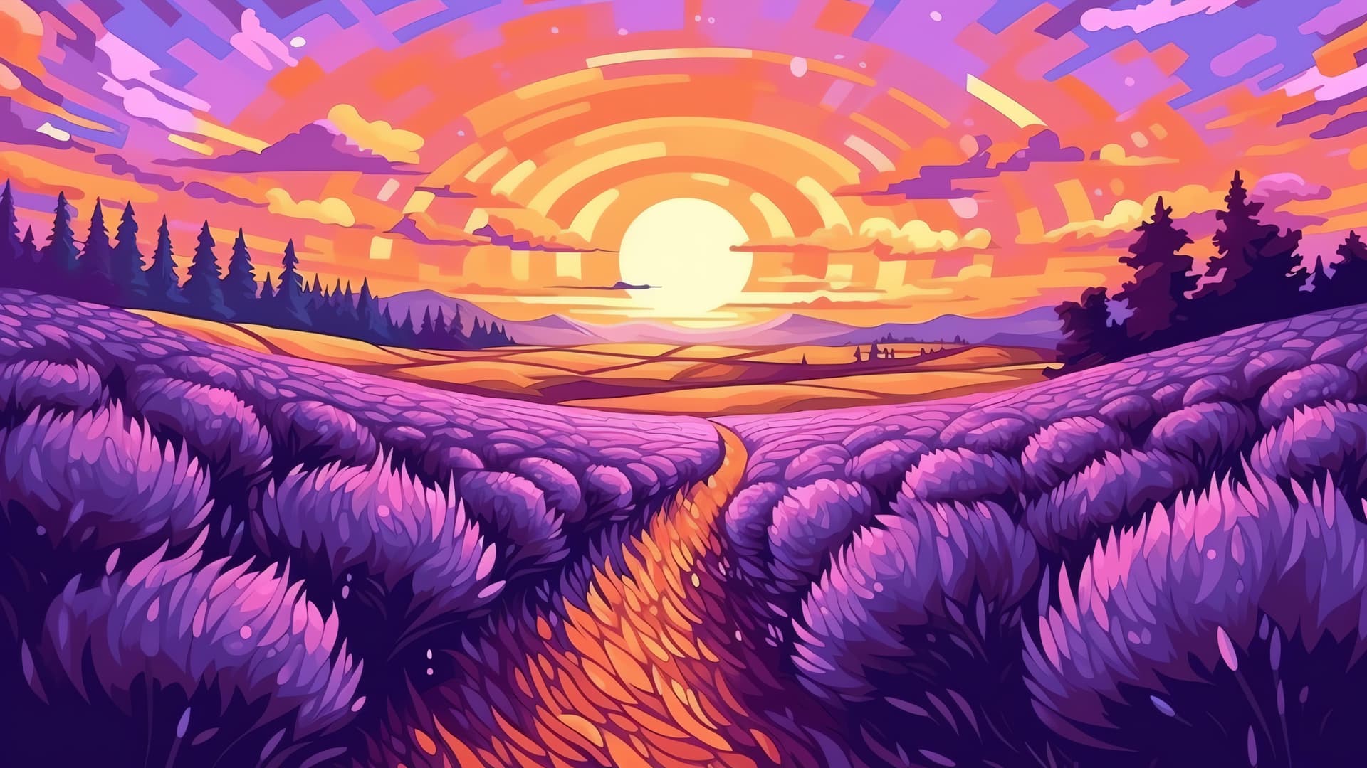 Lavender Pathway - Pro desktop wallpaper