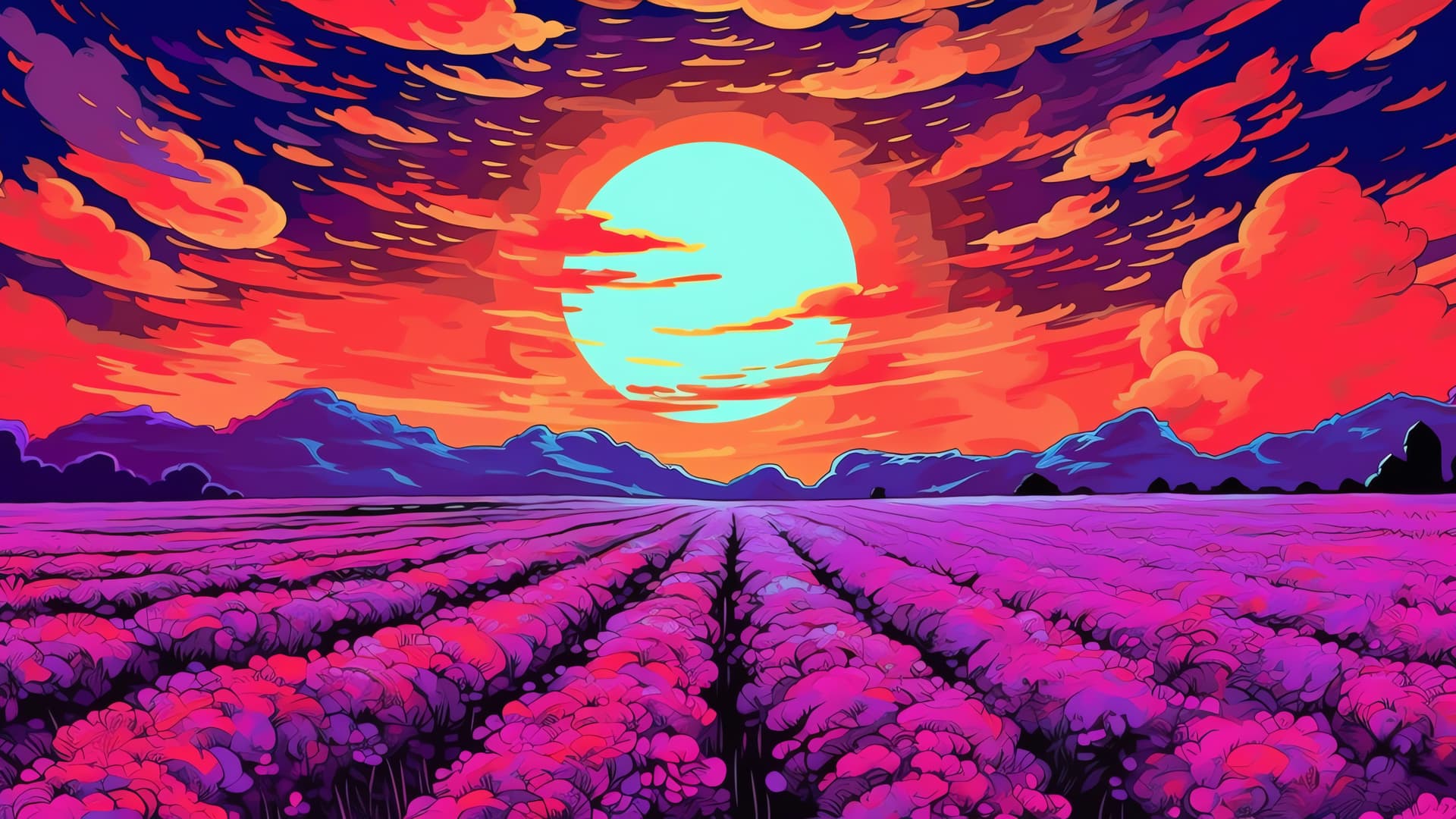 Vibrant Sunset Fields - Pro desktop wallpaper