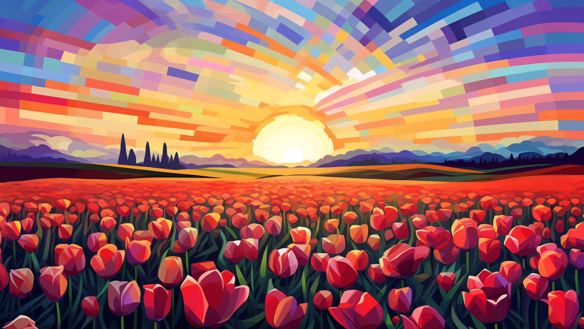 Vibrant Tulip Fields - free desktop wallpaper
