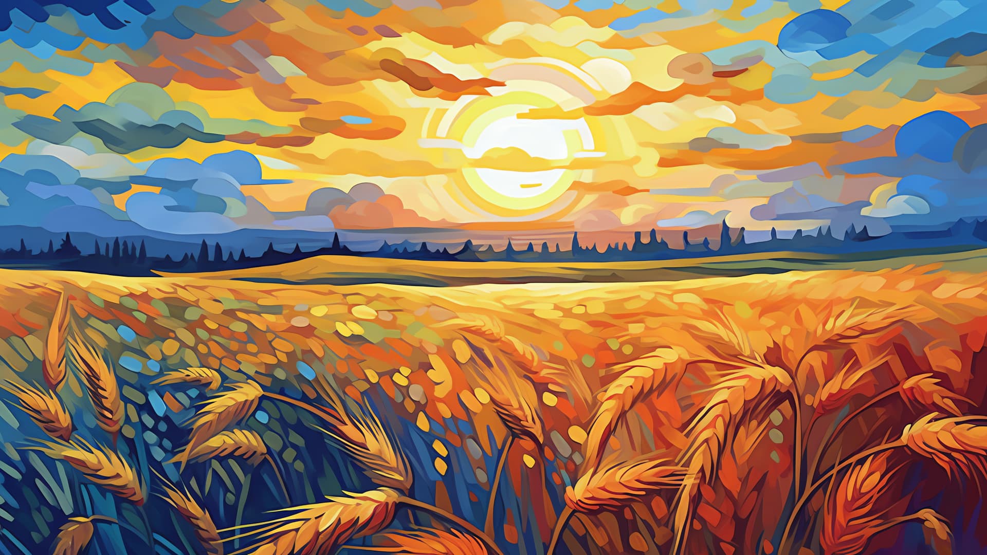 Wheat Field at Dusk - free desktop wallpaper