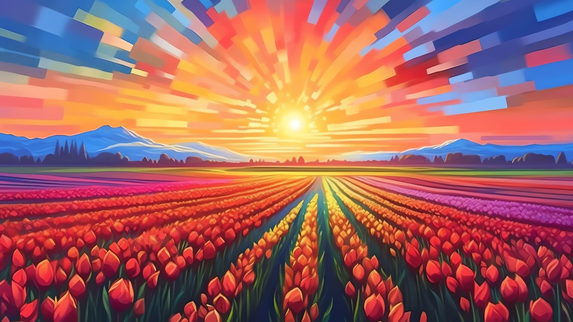 Vibrant Tulip Field - Pro desktop wallpaper