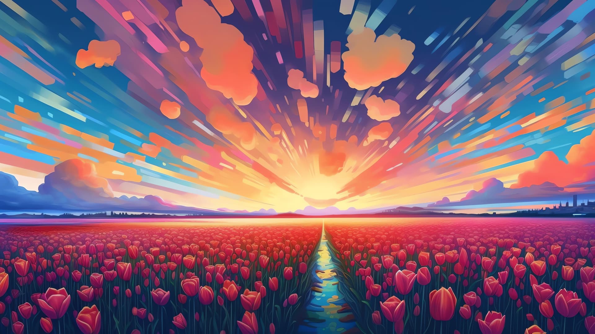 Dynamic Tulip Landscape - Pro desktop wallpaper