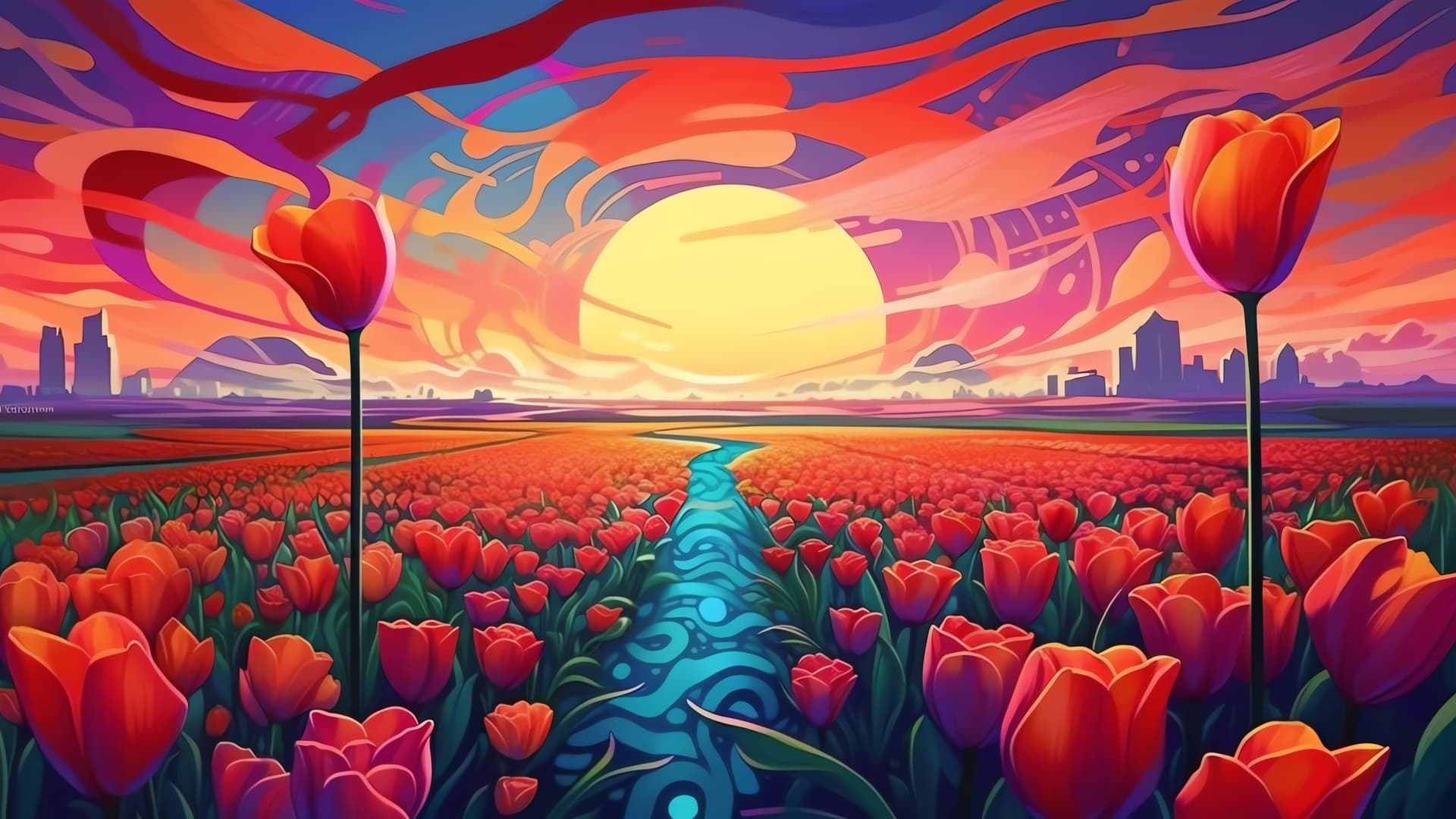 Colorful Tulip Sunset - free desktop wallpaper