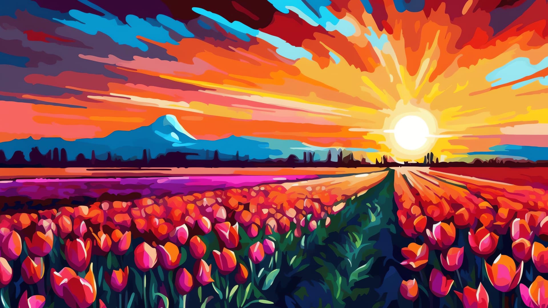 Sunrise Over Tulips - Pro desktop wallpaper