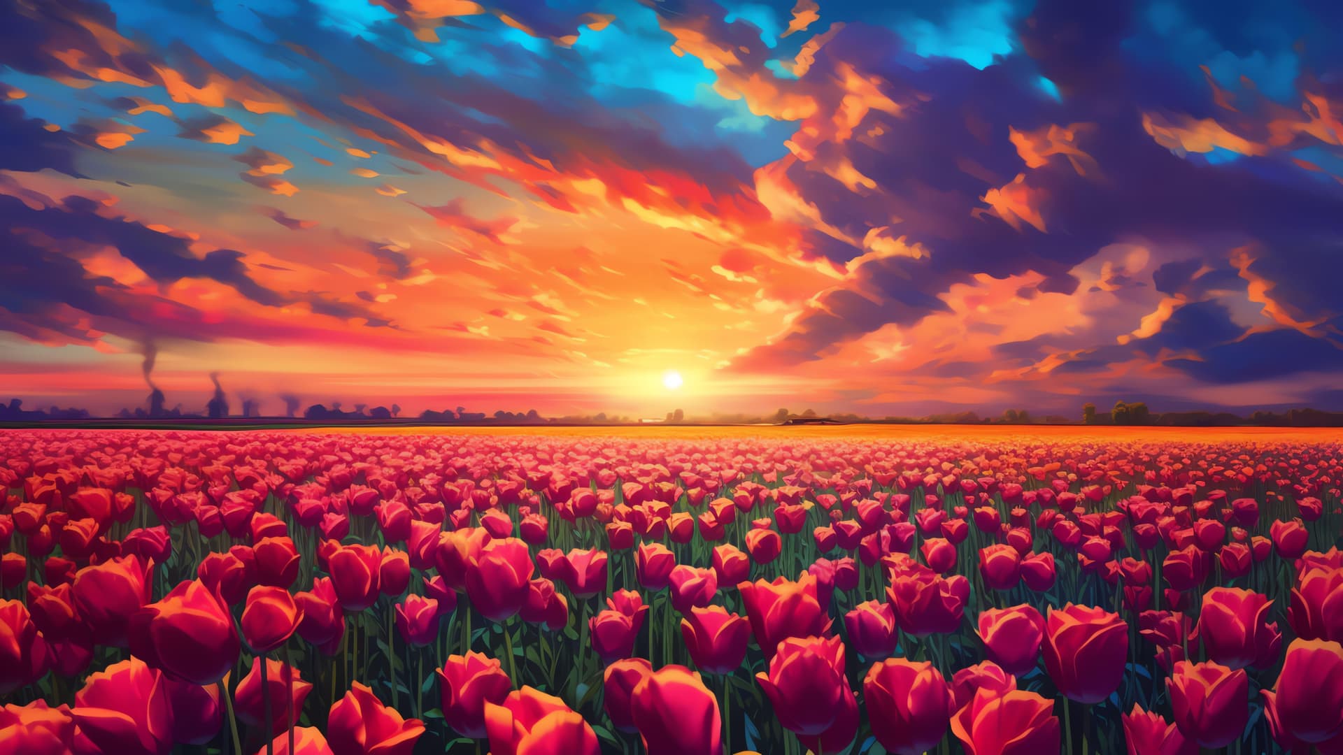 Vibrant Tulip Field - Pro desktop wallpaper