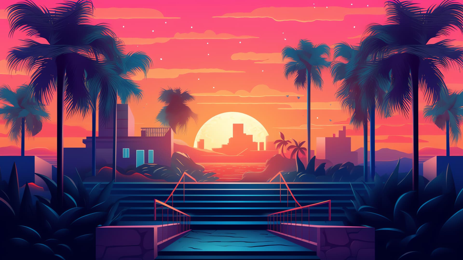 Sunset Over City - Pro desktop wallpaper