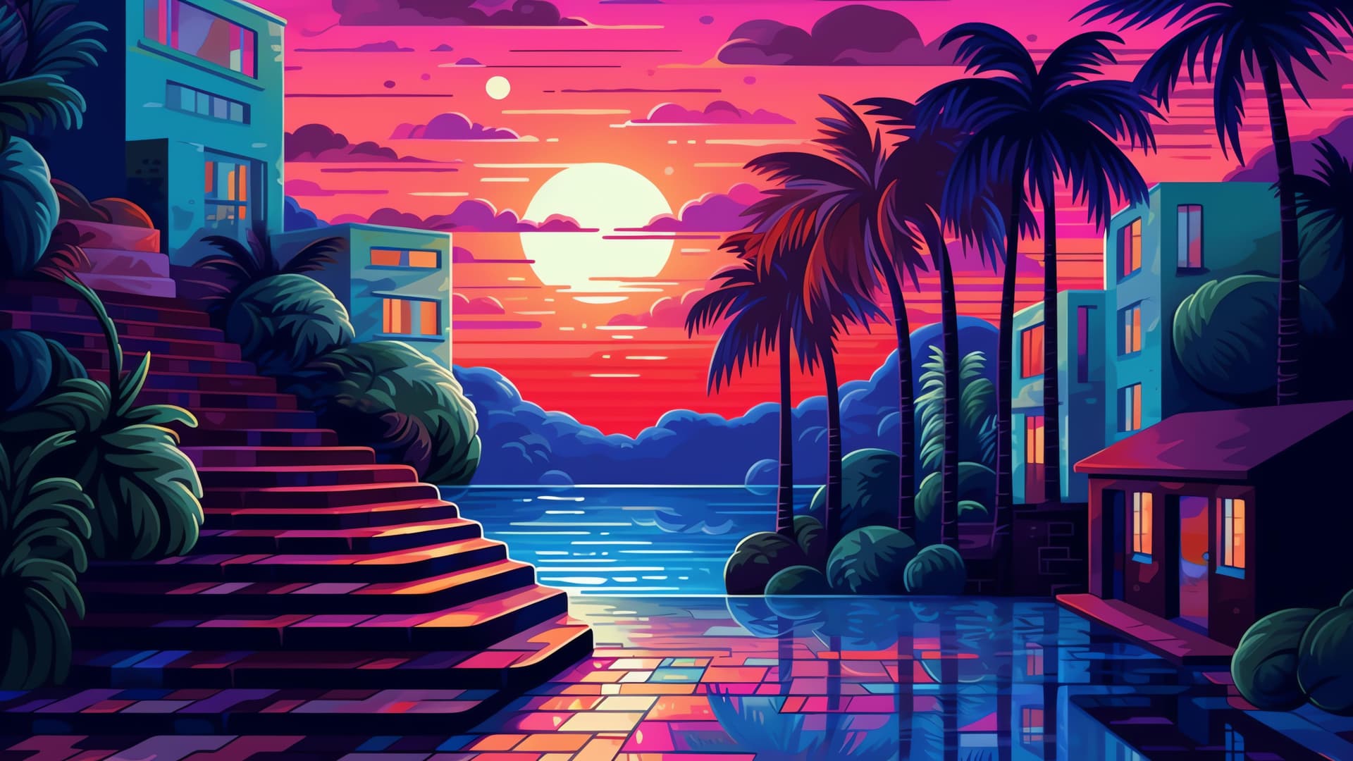 Tropical Evening - free desktop wallpaper