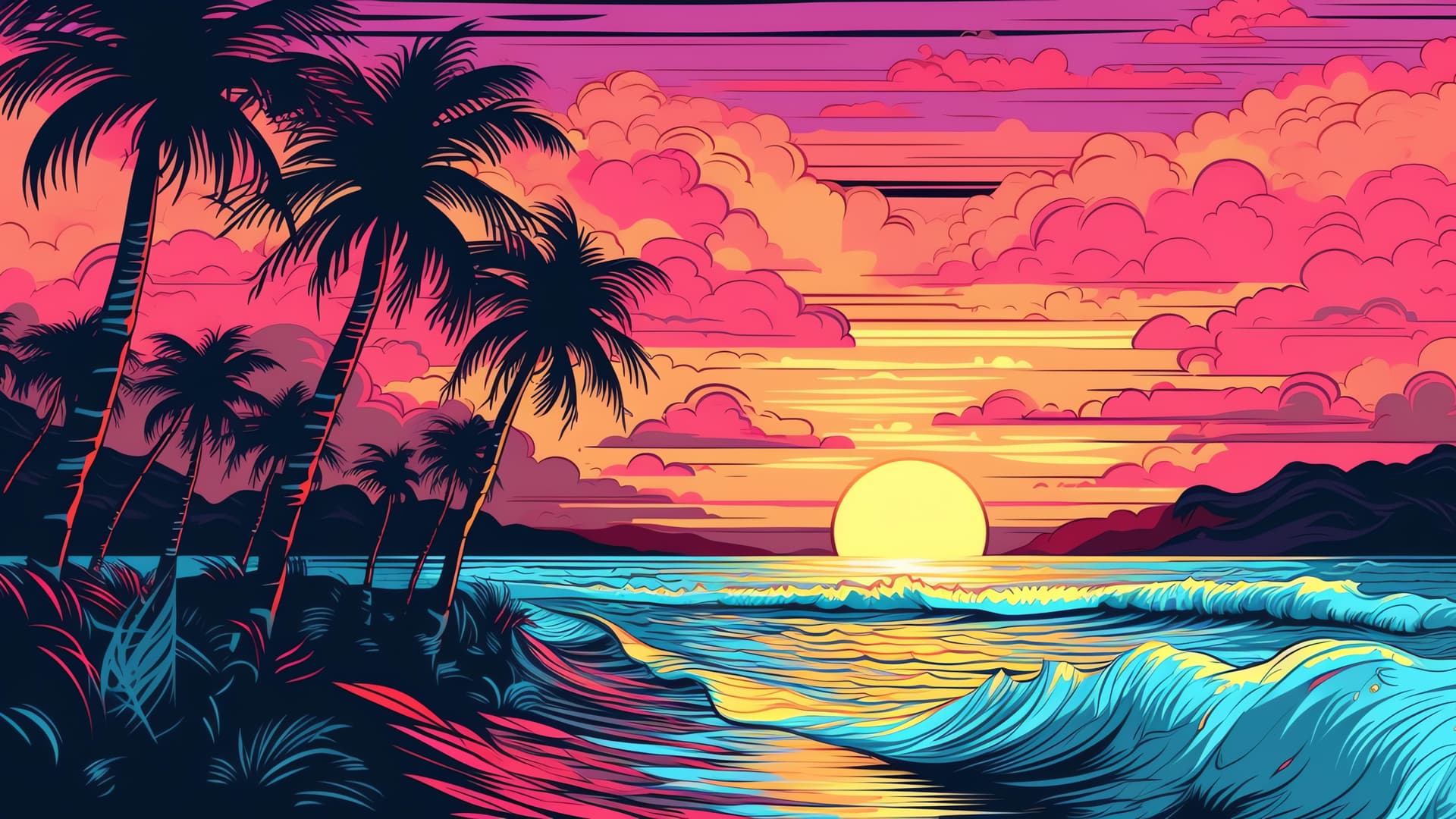 Tropical Beach Sunset 2 - free desktop wallpaper
