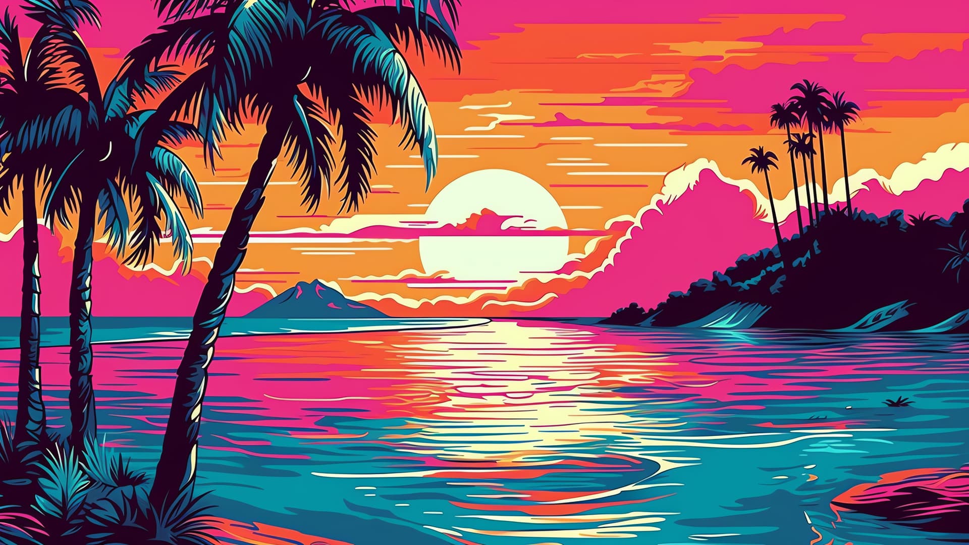Tropical Beach Sunset - Pro desktop wallpaper