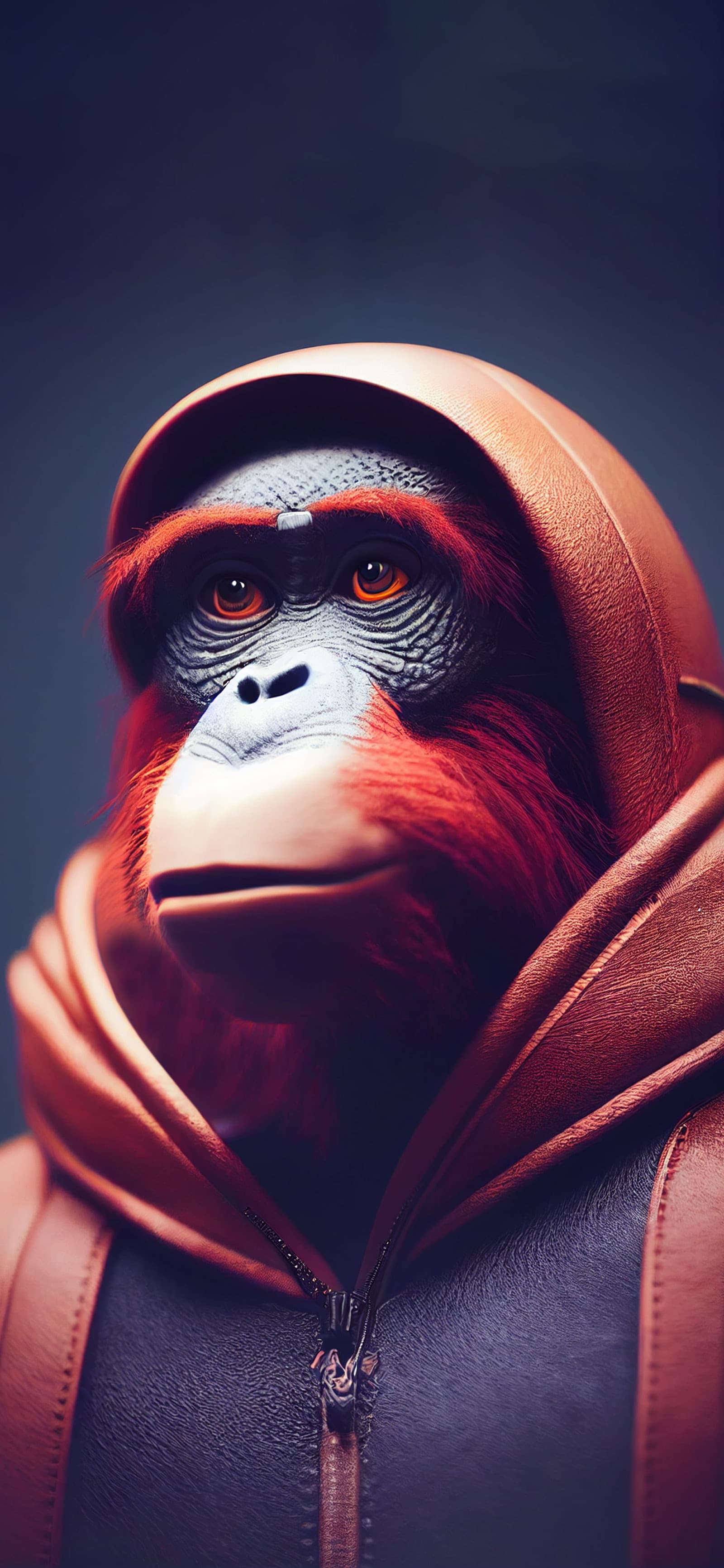 Hooded Orangutan Portrait - Pro phone wallpaper