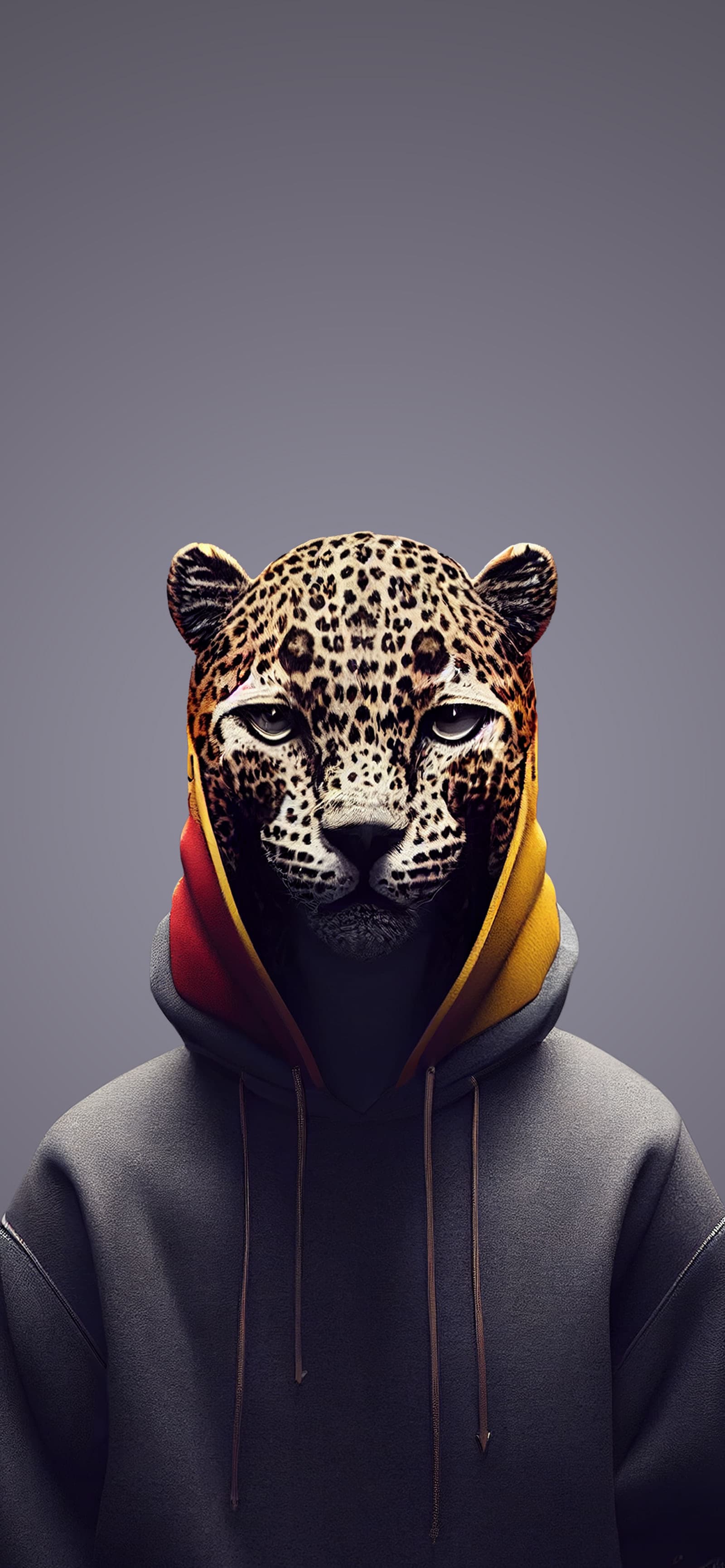 Leopard Hoodie Portrait - Pro phone wallpaper