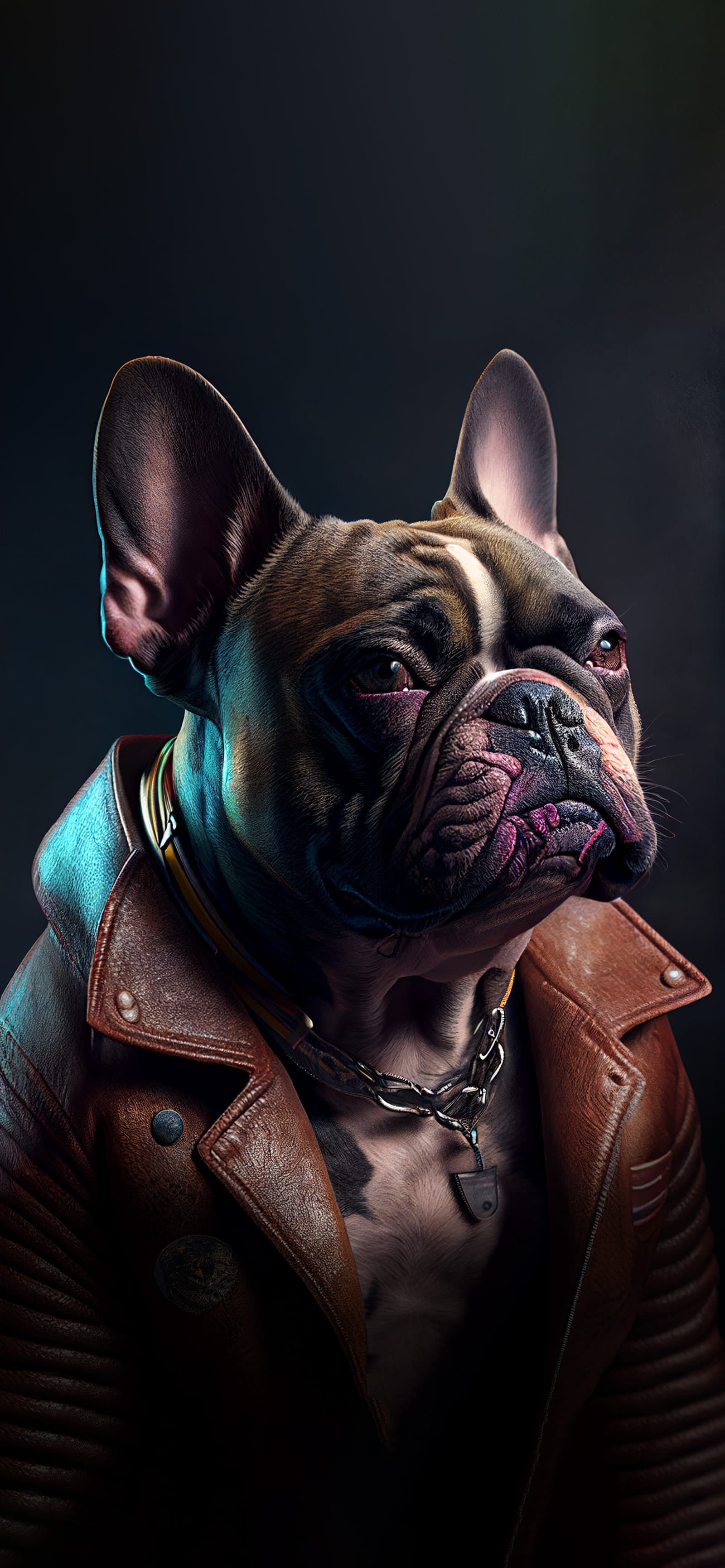 Bulldog Biker Portrait - Pro phone wallpaper