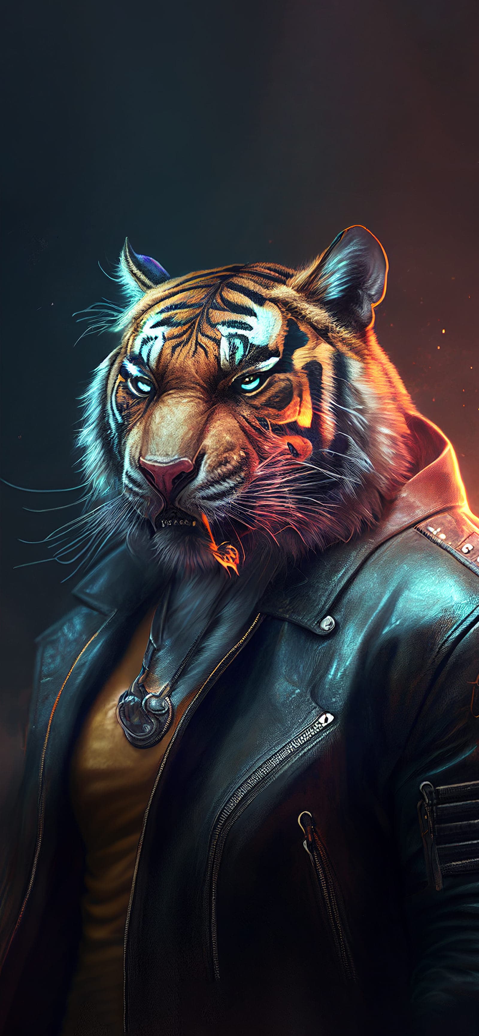 Tiger Biker Portrait - Pro phone wallpaper