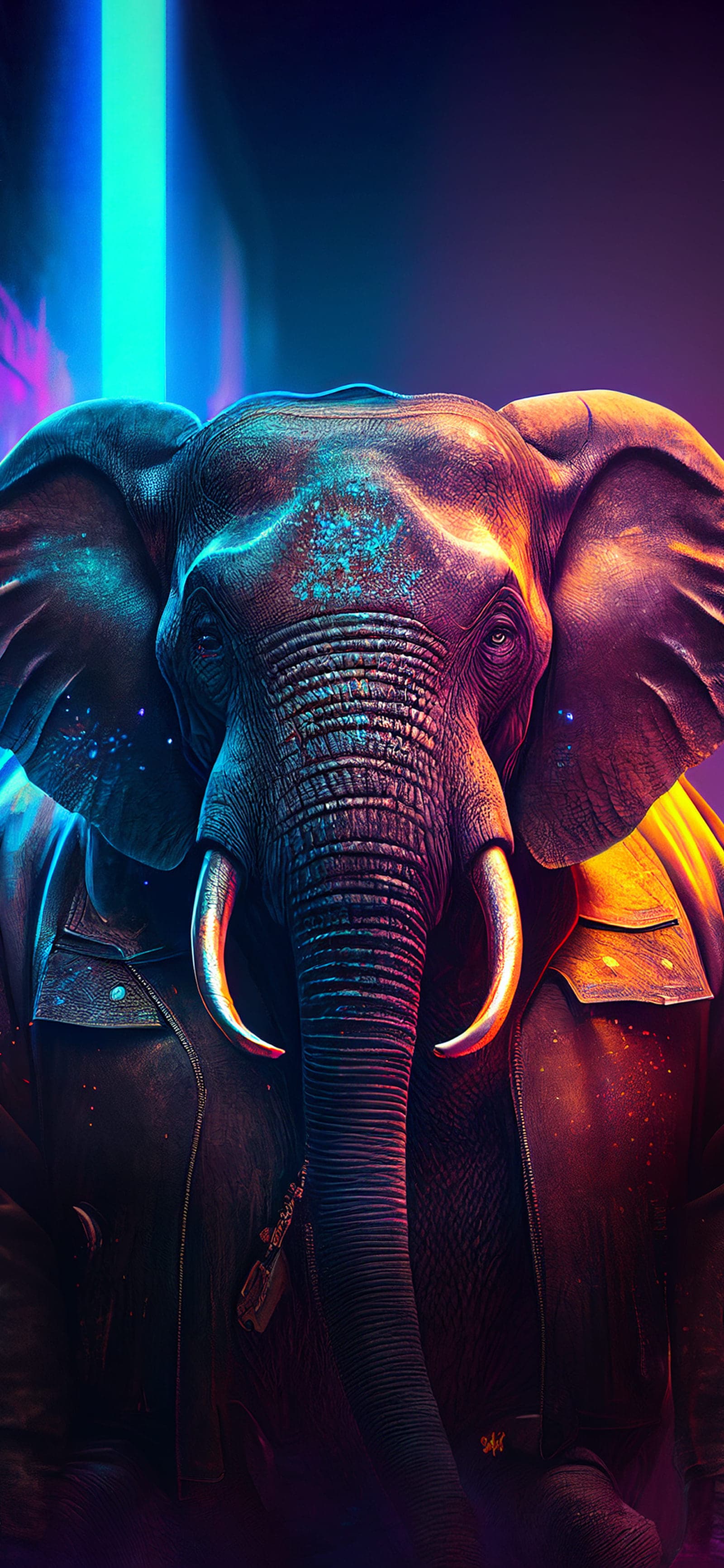 Cyberpunk Elephant - Pro phone wallpaper