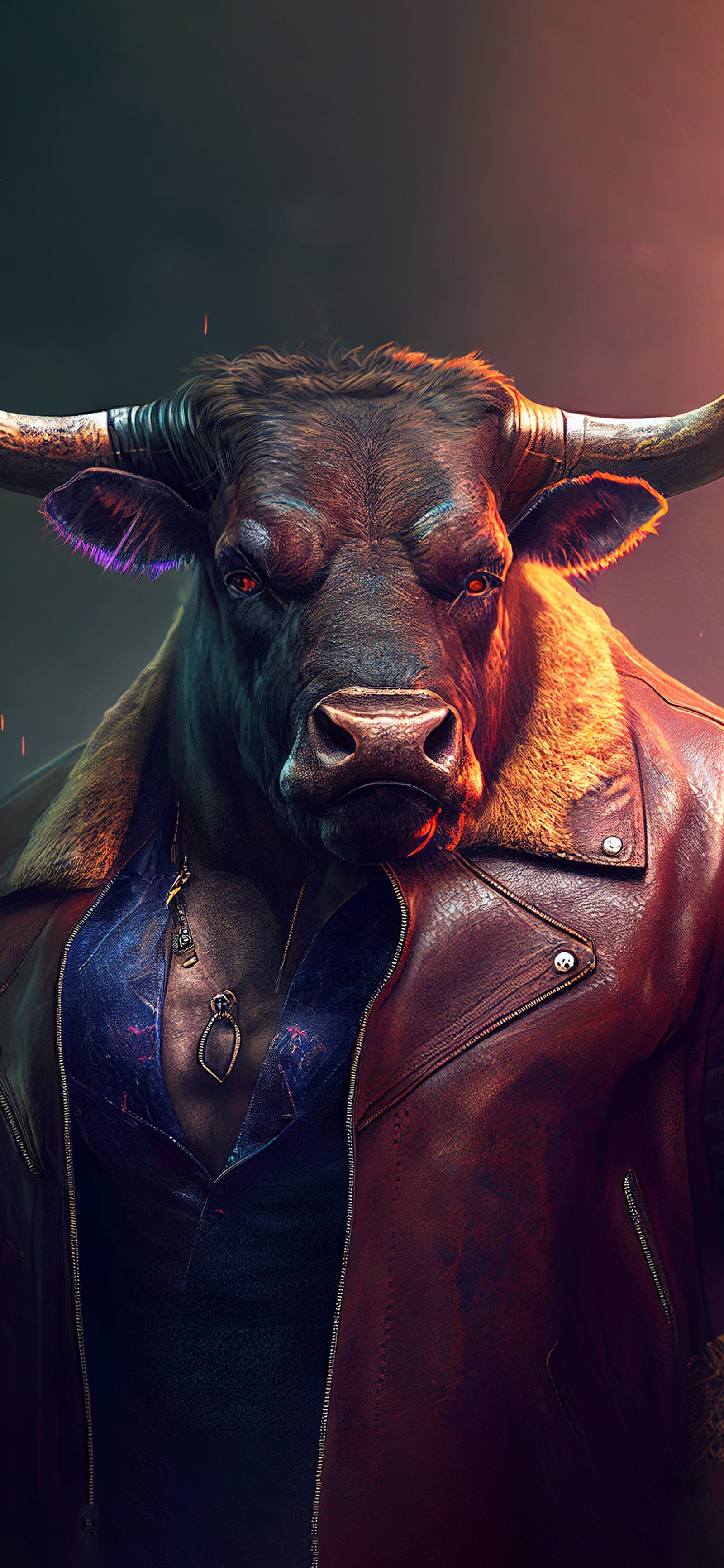 Bull in Leather - Pro phone wallpaper