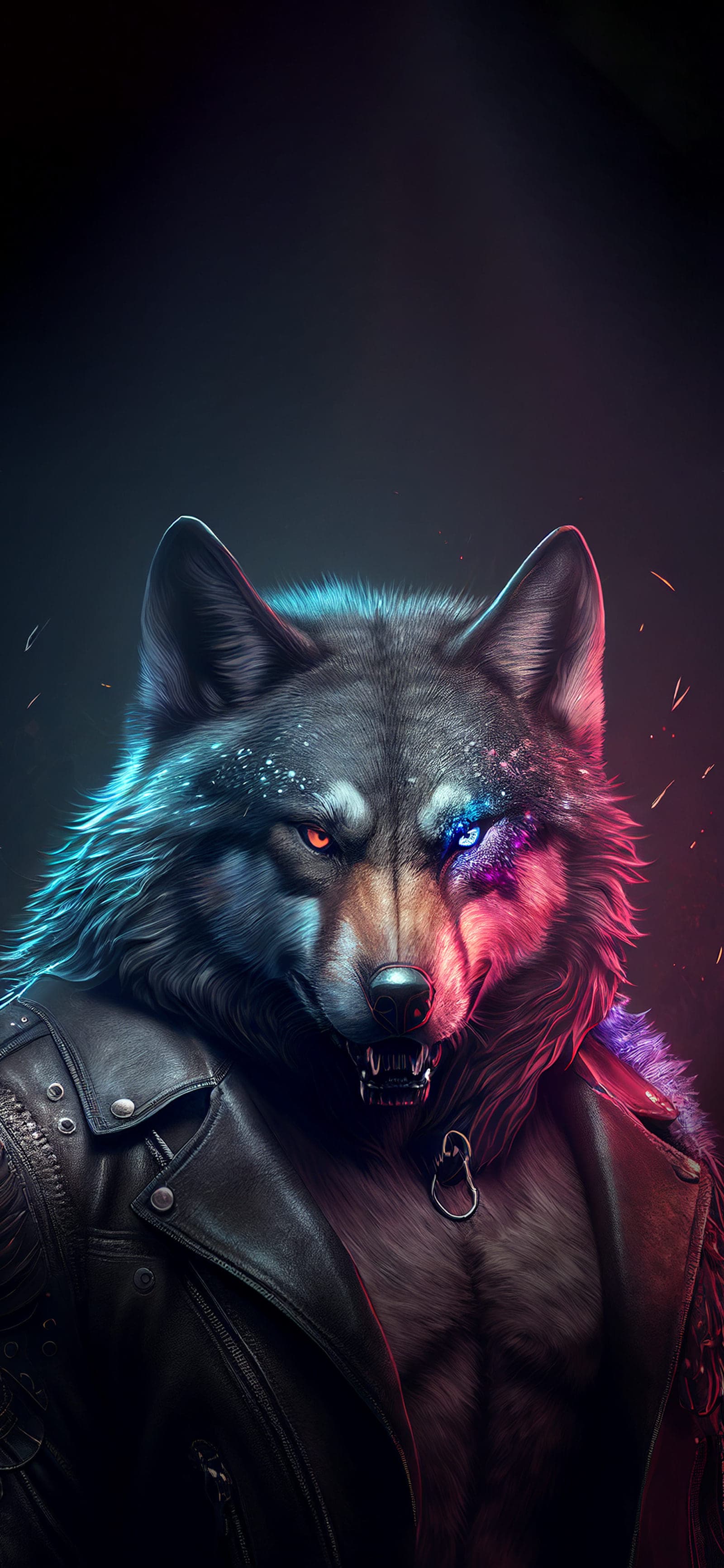 Cyberpunk Wolf - Pro phone wallpaper